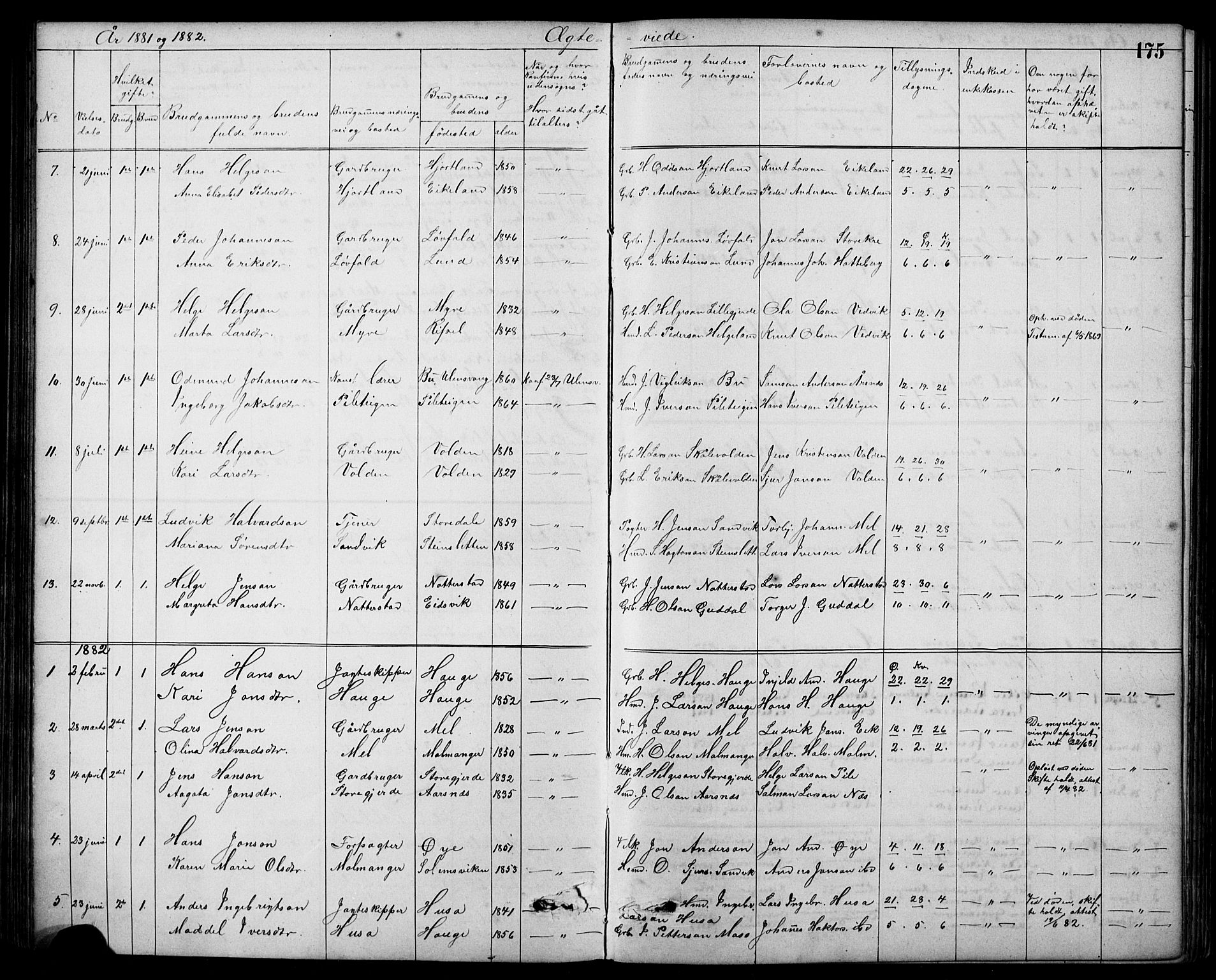 Kvinnherad sokneprestembete, SAB/A-76401/H/Hab: Parish register (copy) no. A 2, 1873-1900, p. 175