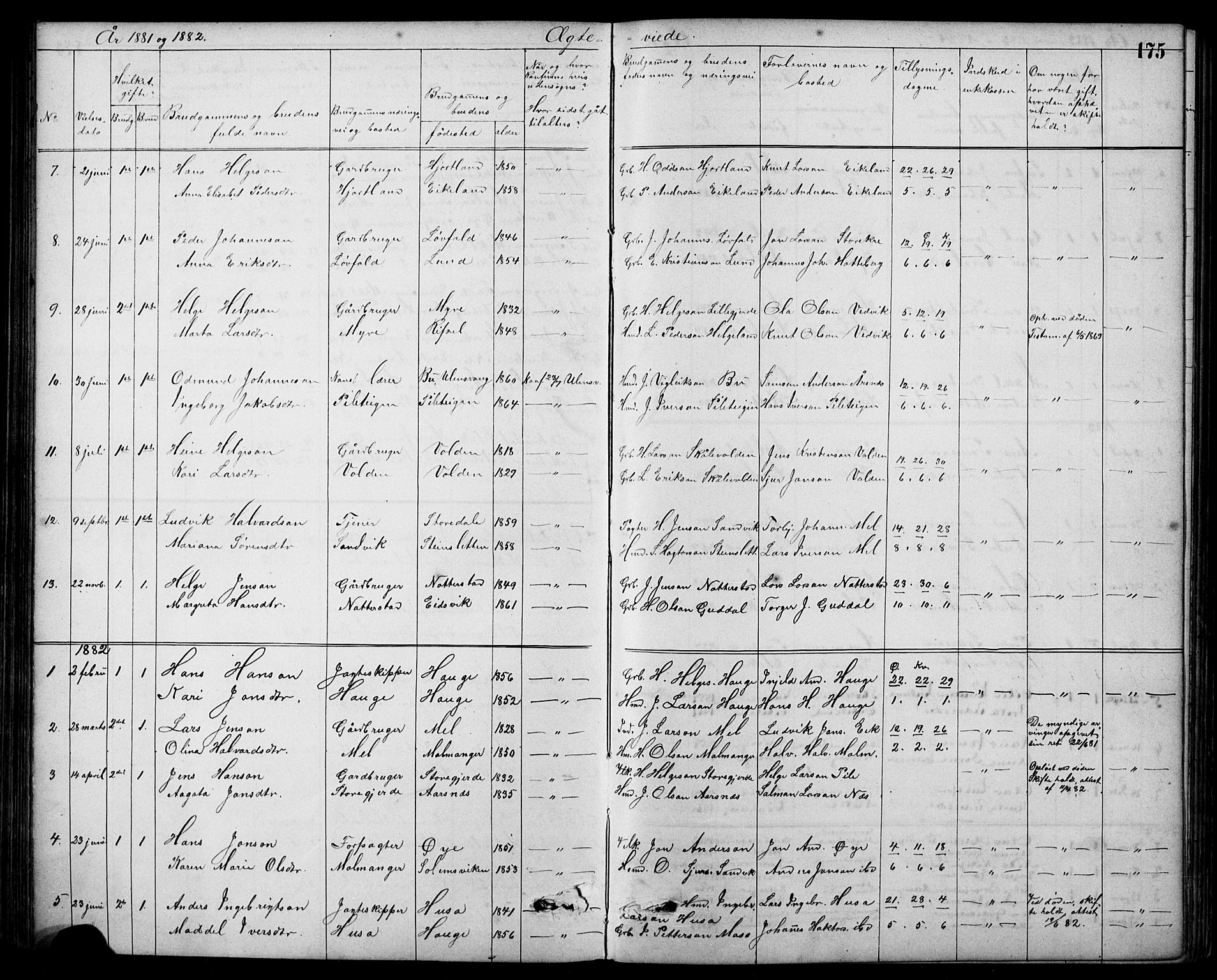 Kvinnherad sokneprestembete, AV/SAB-A-76401/H/Hab: Parish register (copy) no. A 2, 1873-1900, p. 175