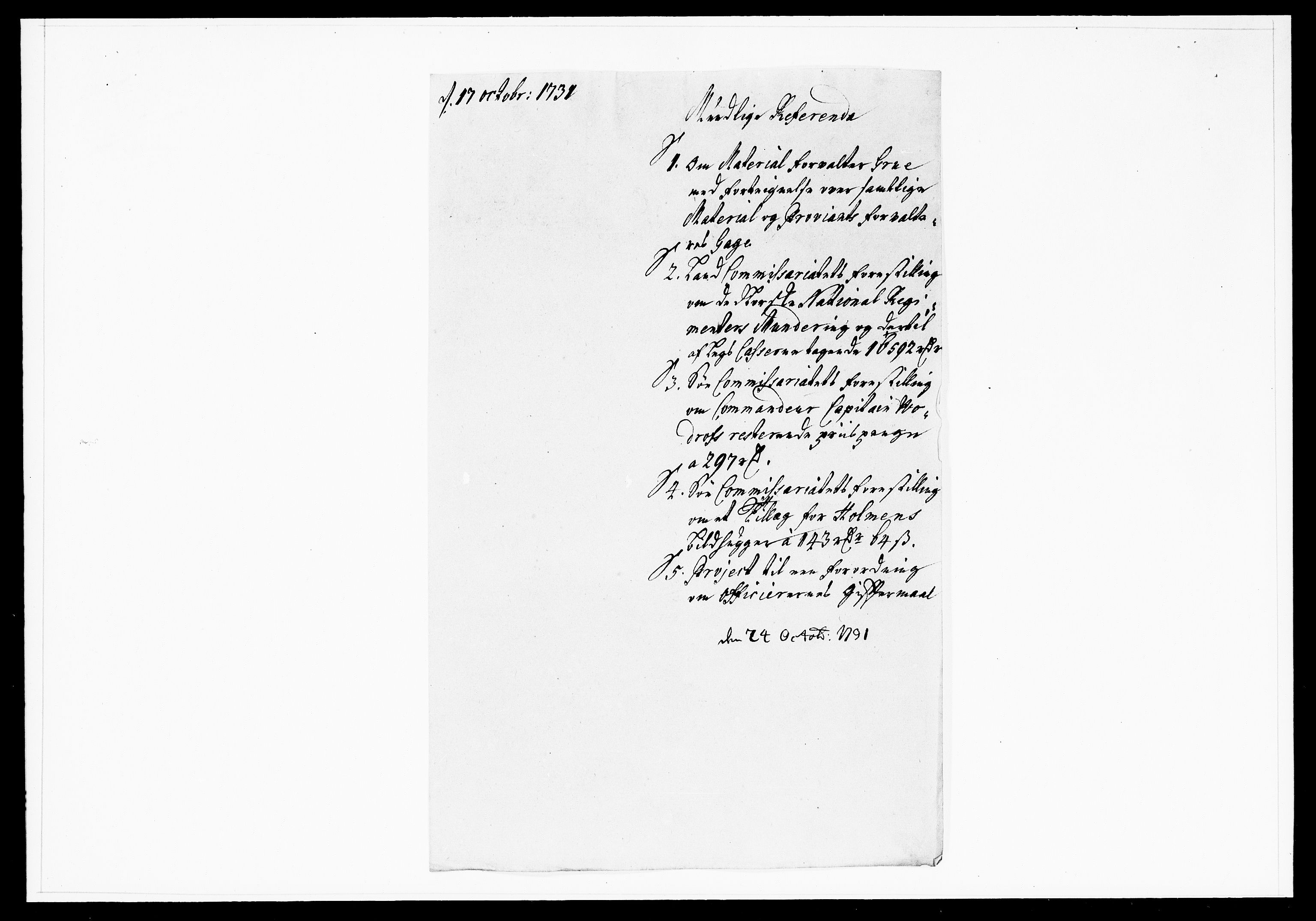 Krigskollegiet, Krigskancelliet, DRA/A-0006/-/1099-1102: Refererede sager, 1731, p. 270