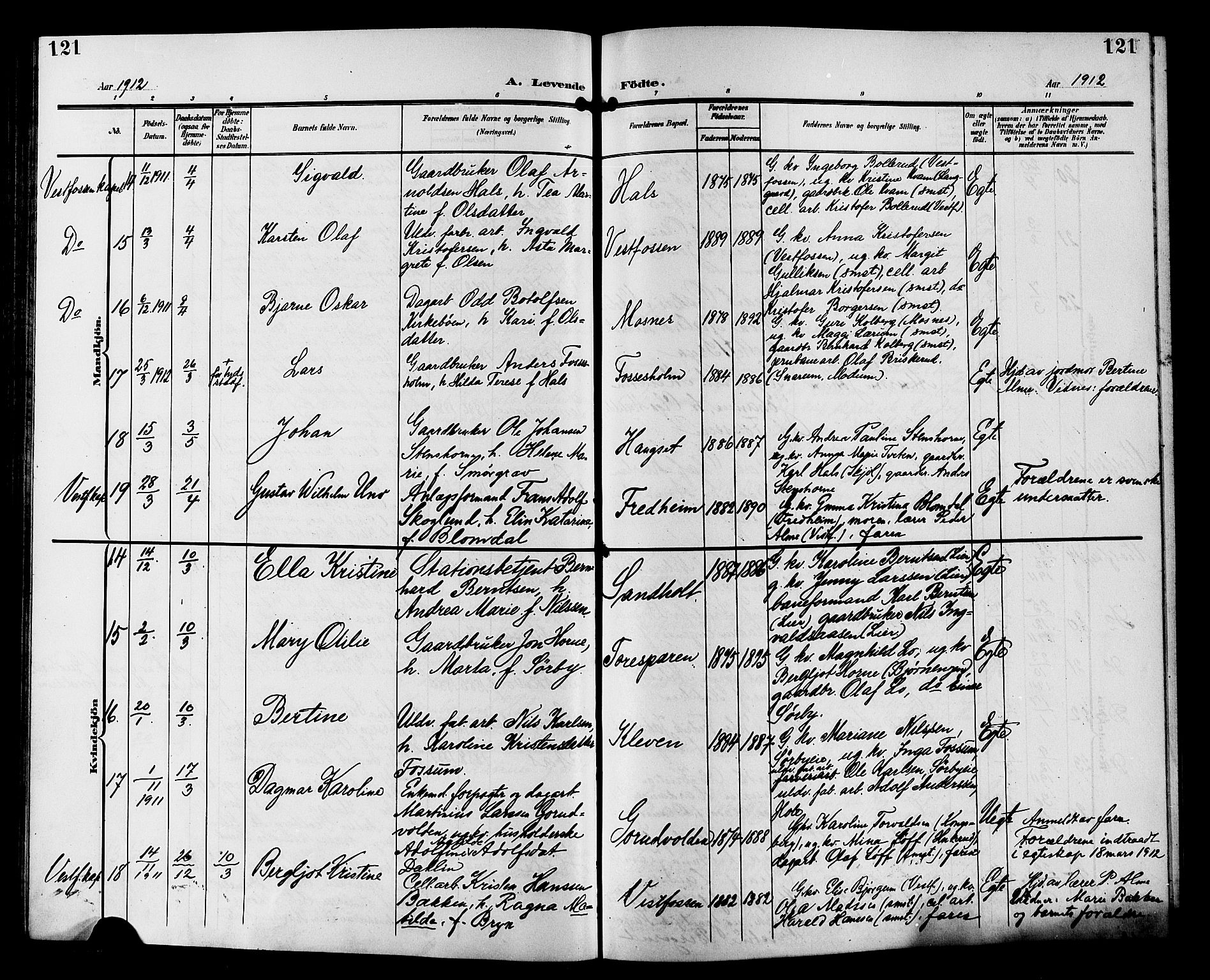Eiker kirkebøker, SAKO/A-4/G/Ga/L0008: Parish register (copy) no. I 8, 1903-1914, p. 121