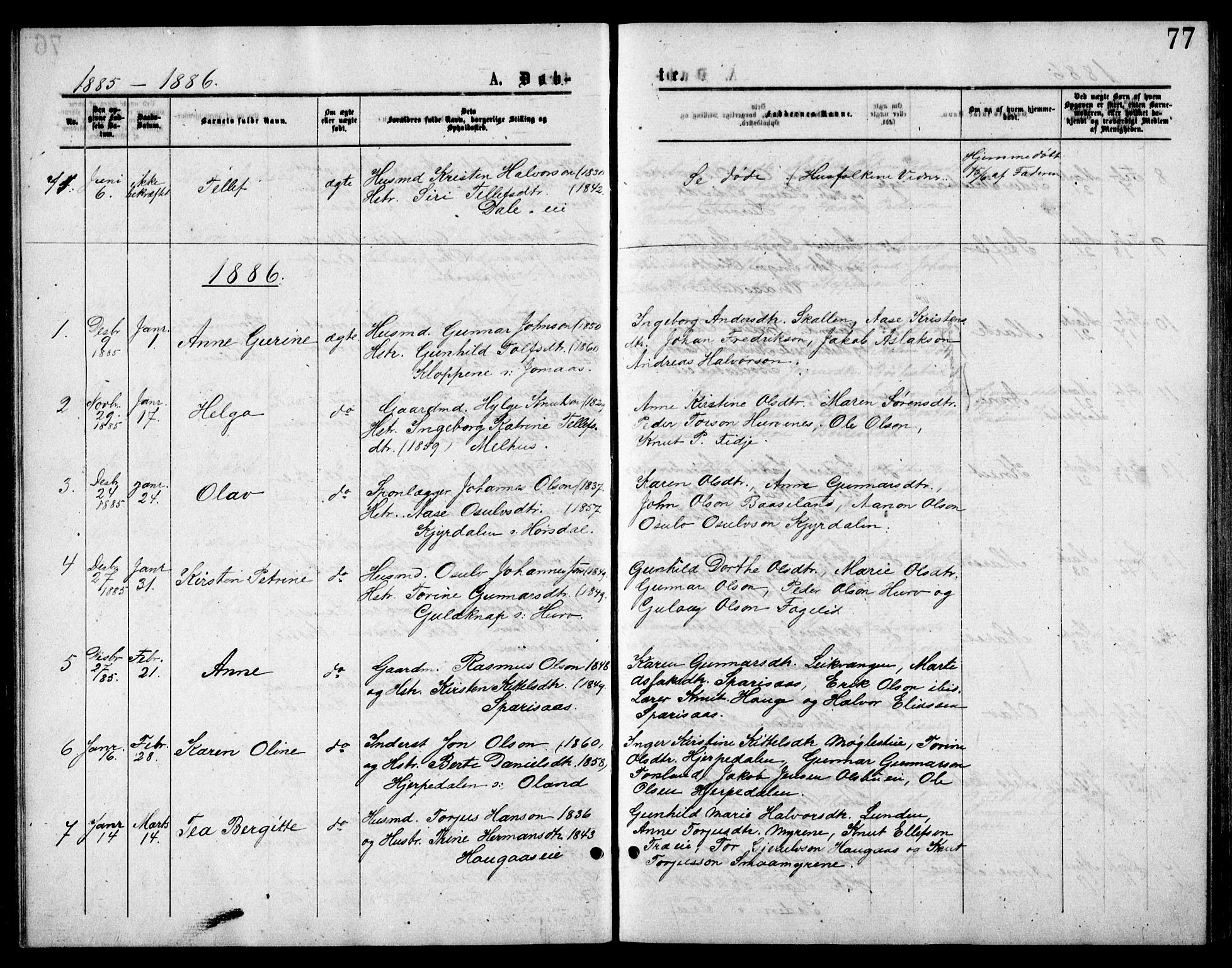 Froland sokneprestkontor, SAK/1111-0013/F/Fb/L0009: Parish register (copy) no. B 9, 1875-1893, p. 77