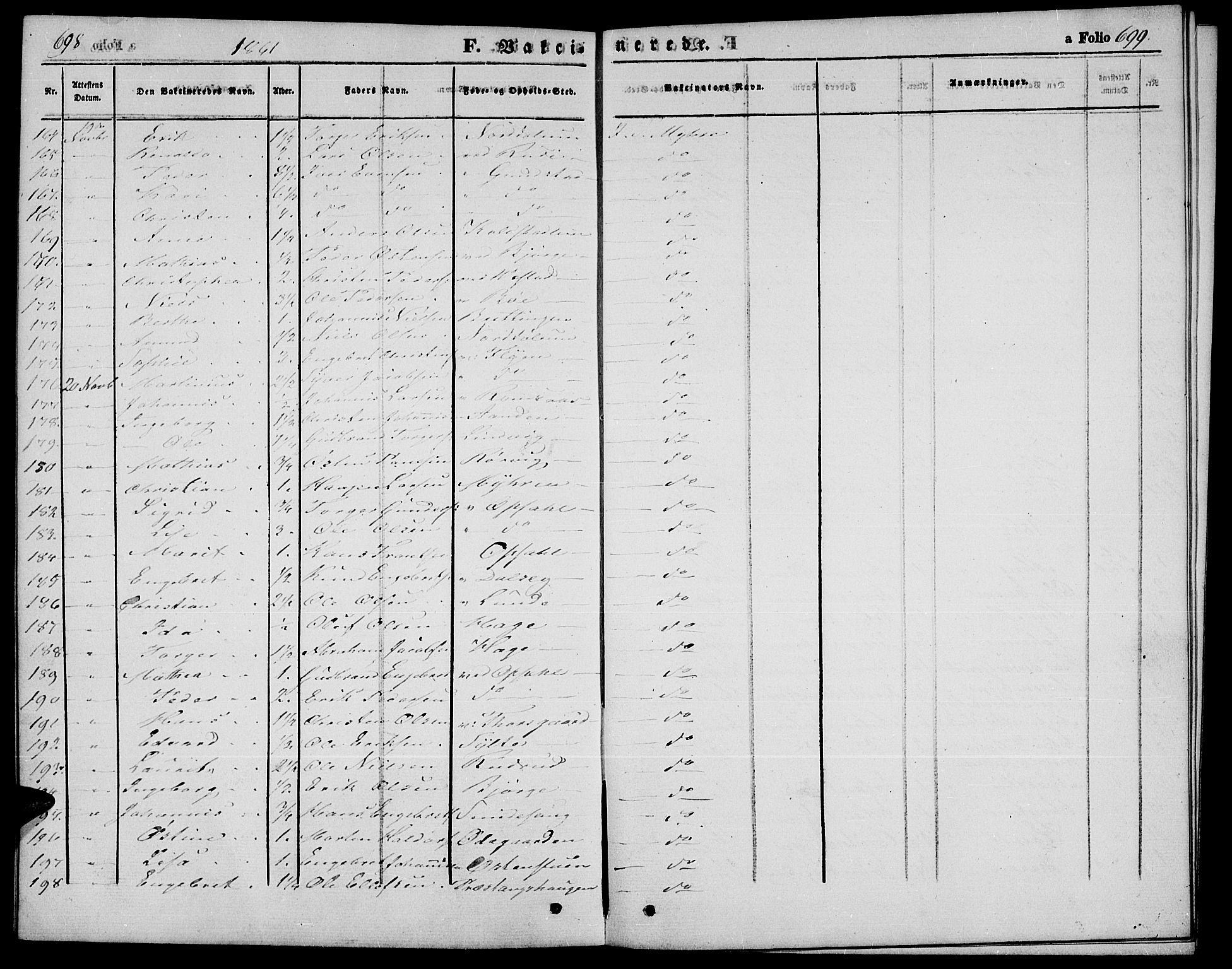 Ringebu prestekontor, SAH/PREST-082/H/Ha/Hab/L0003: Parish register (copy) no. 3, 1854-1866, p. 698-699