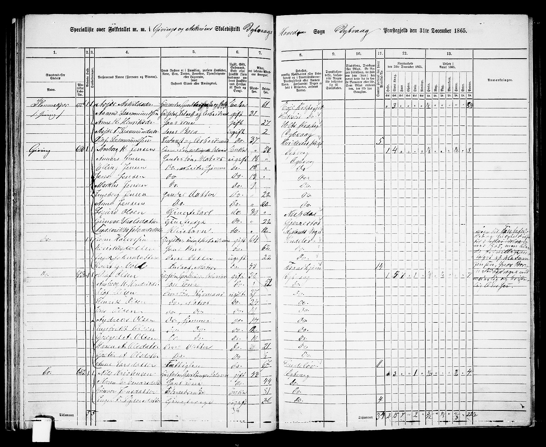 RA, 1865 census for Dypvåg, 1865, p. 51