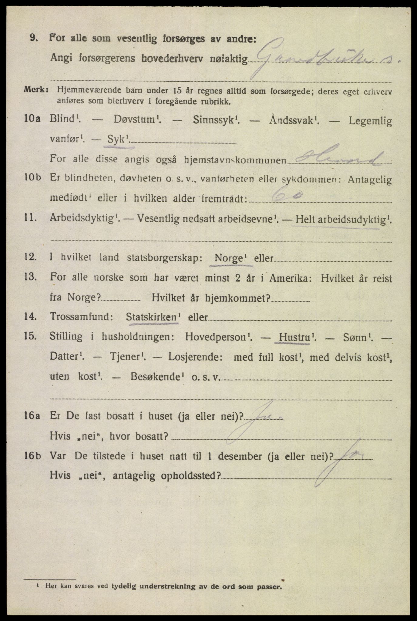 SAK, 1920 census for Herad, 1920, p. 1673