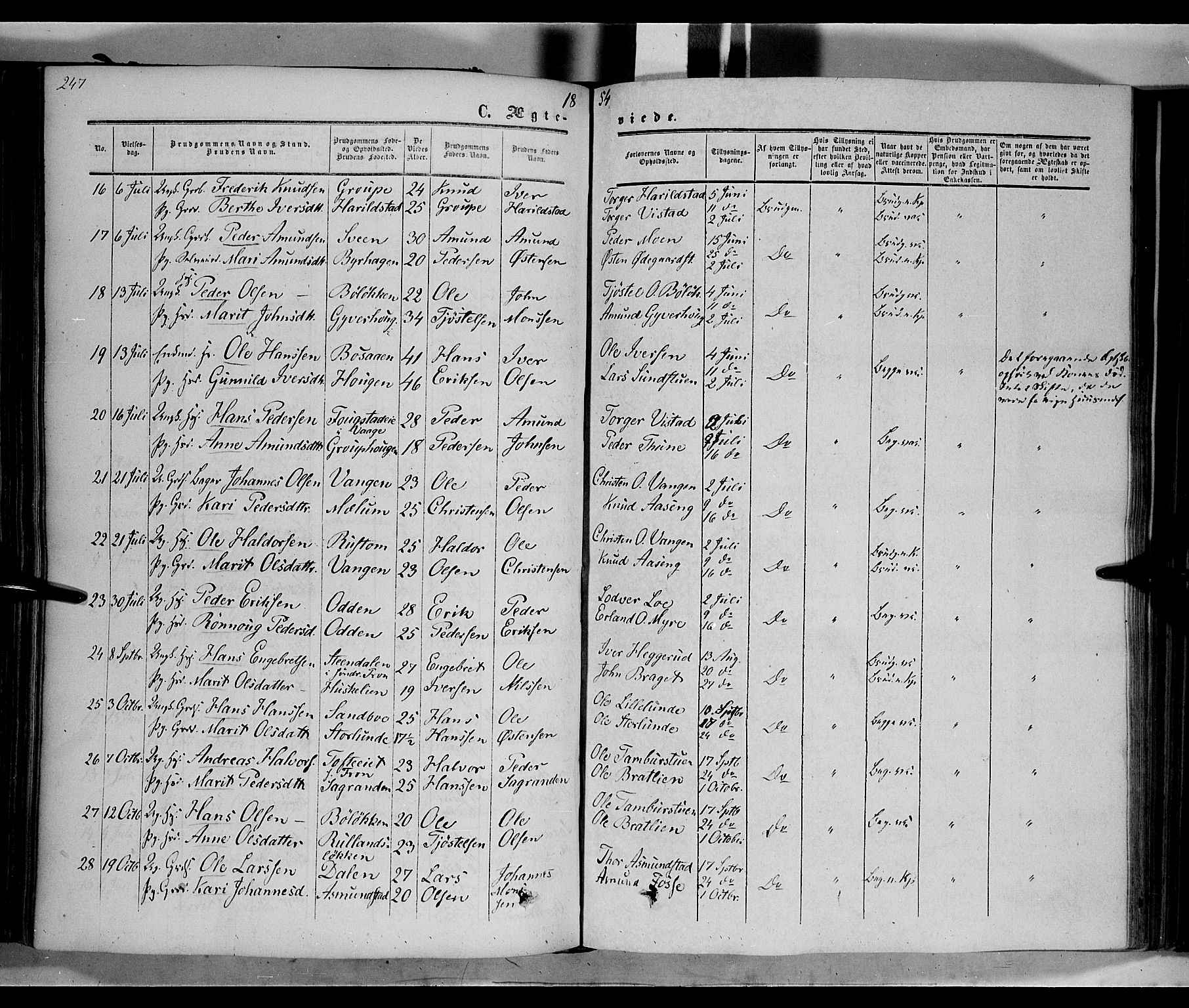 Nord-Fron prestekontor, AV/SAH-PREST-080/H/Ha/Haa/L0001: Parish register (official) no. 1, 1851-1864, p. 247