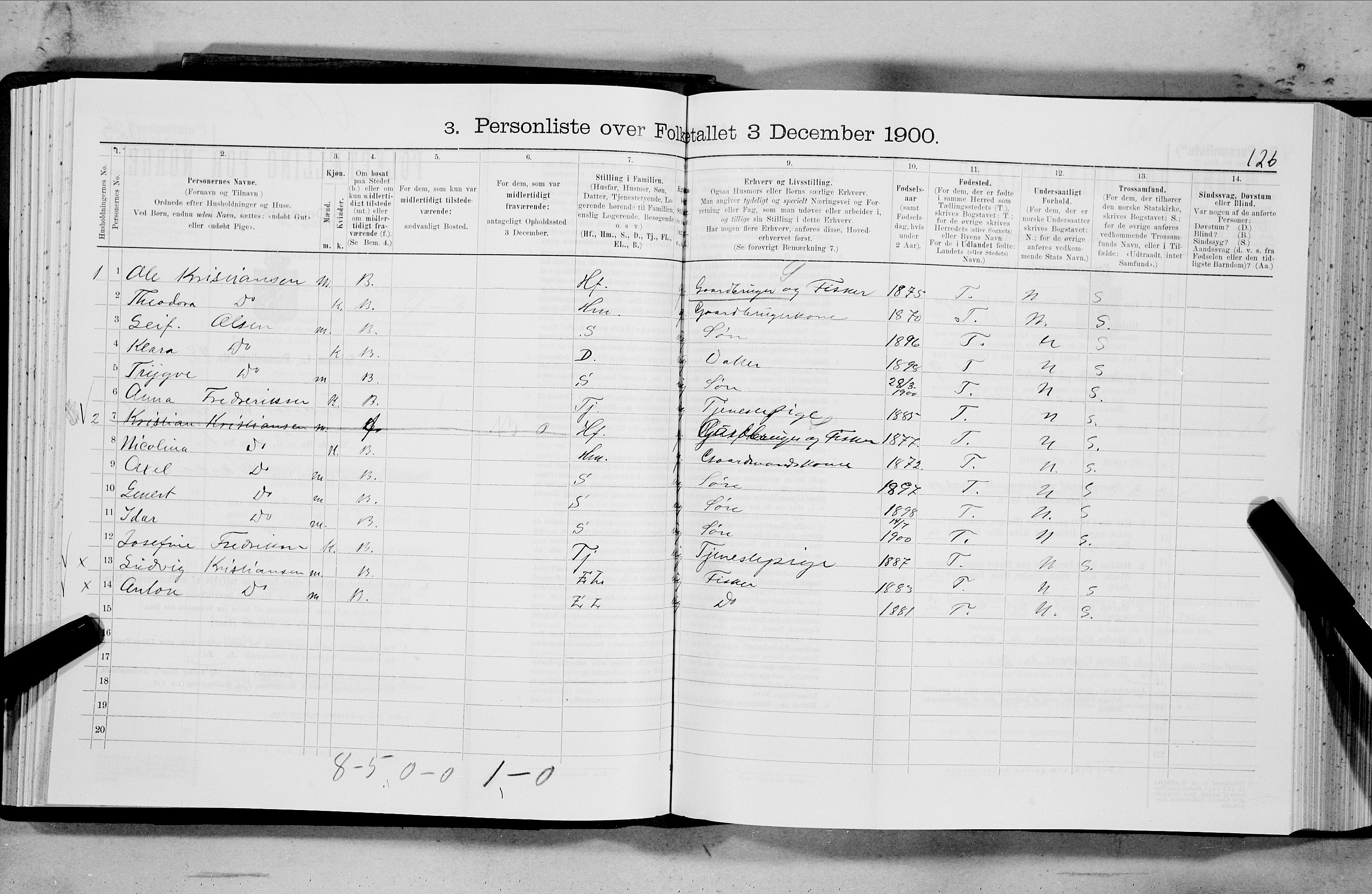 SAT, 1900 census for Flakstad, 1900, p. 145