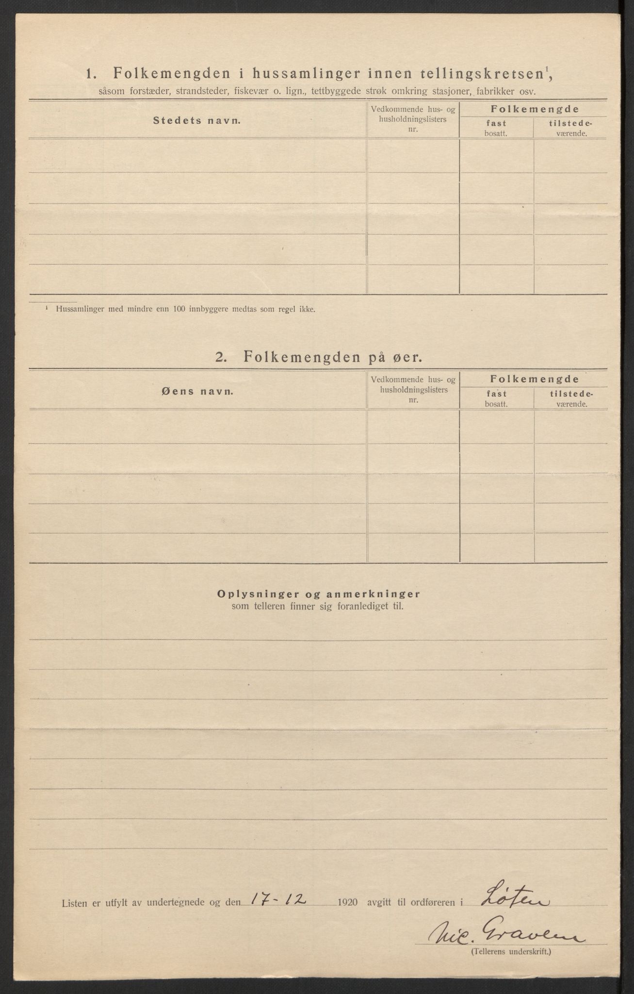 SAH, 1920 census for Løten, 1920, p. 33