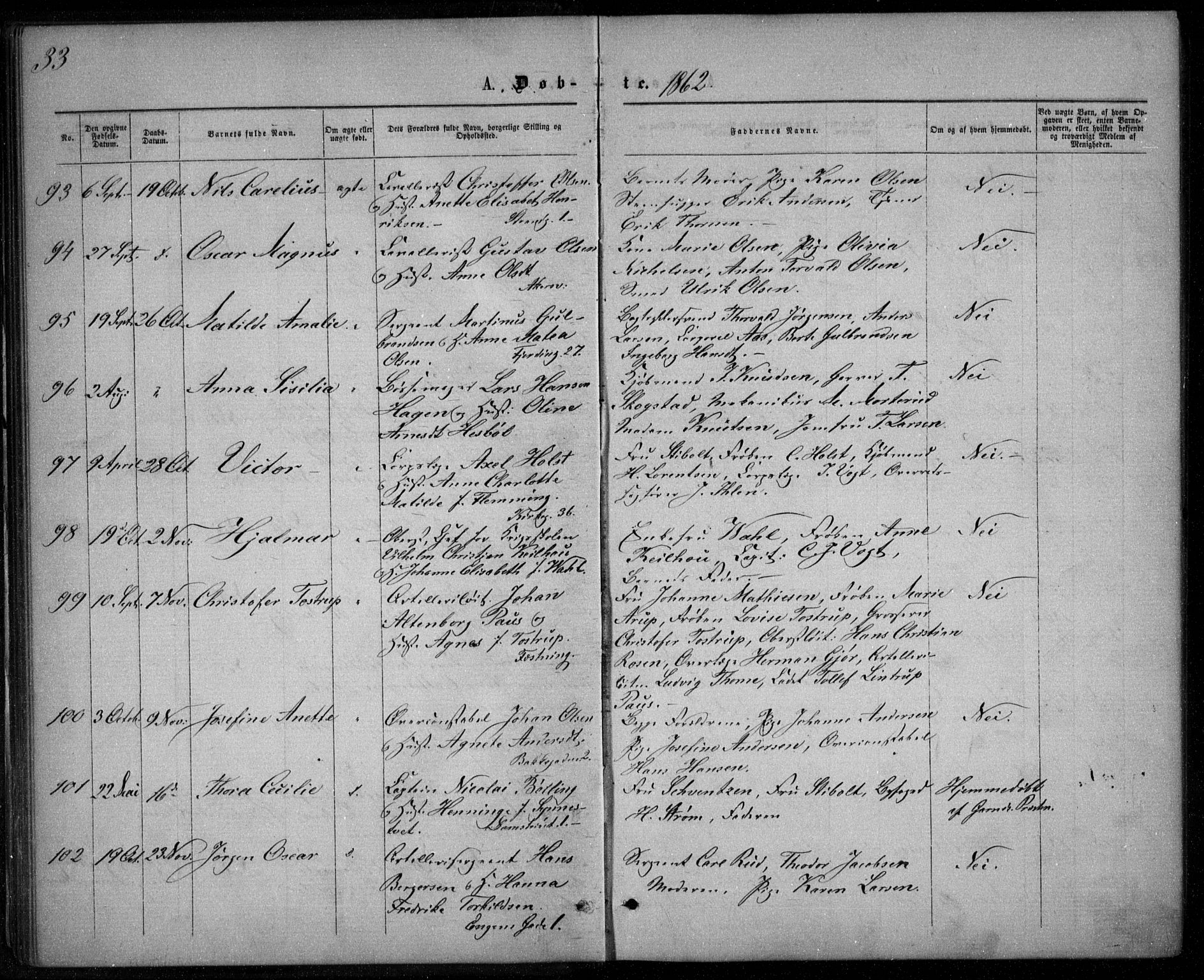 Garnisonsmenigheten Kirkebøker, SAO/A-10846/G/Ga/L0006: Parish register (copy) no. 6, 1860-1880, p. 33