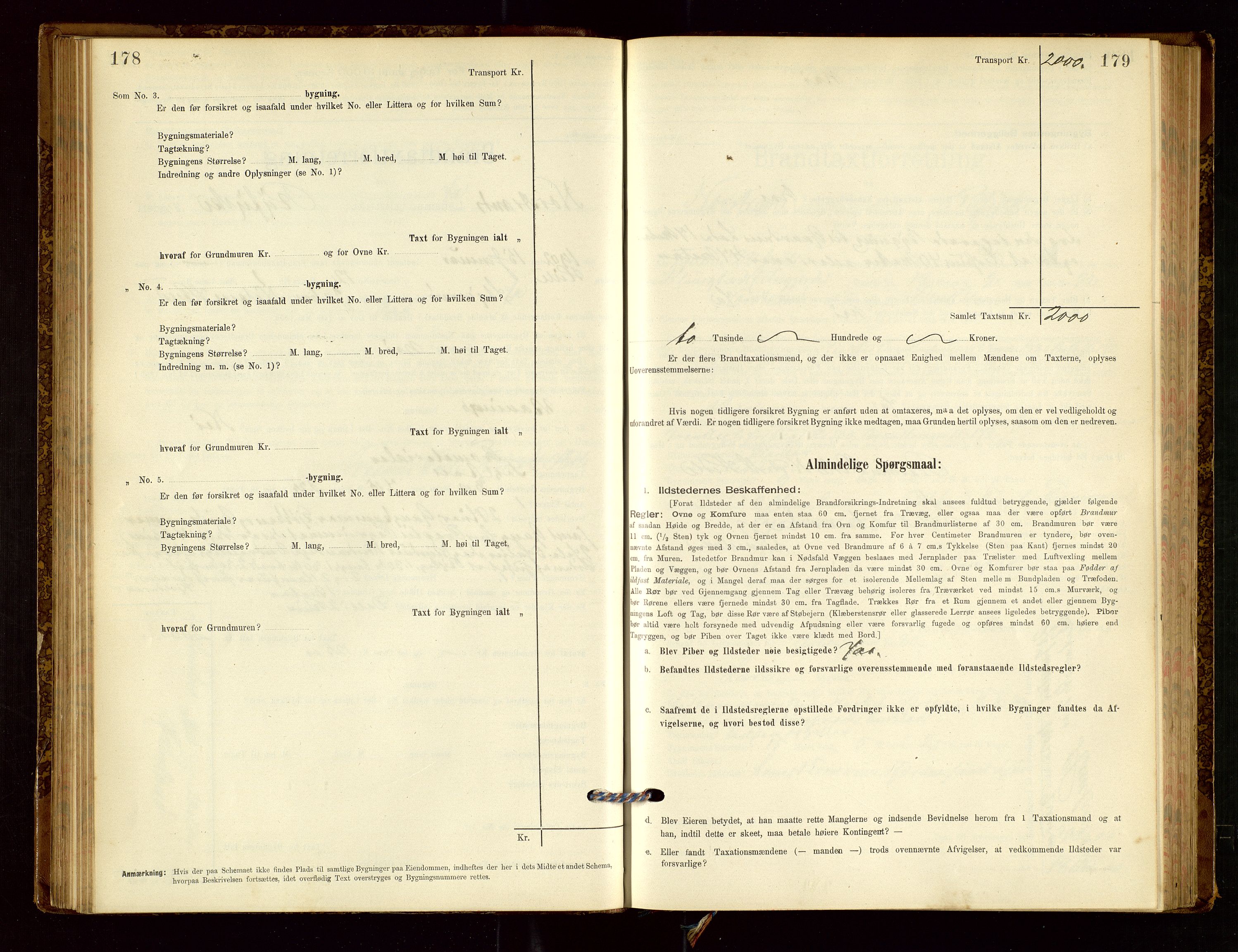 Nedstrand lensmannskontor, SAST/A-100236/Gob/L0001: "Brandtaxationsprotokol for Nerstrand Lensmandsdistrikt Ryfylke fogderi", 1895-1915, p. 178-179