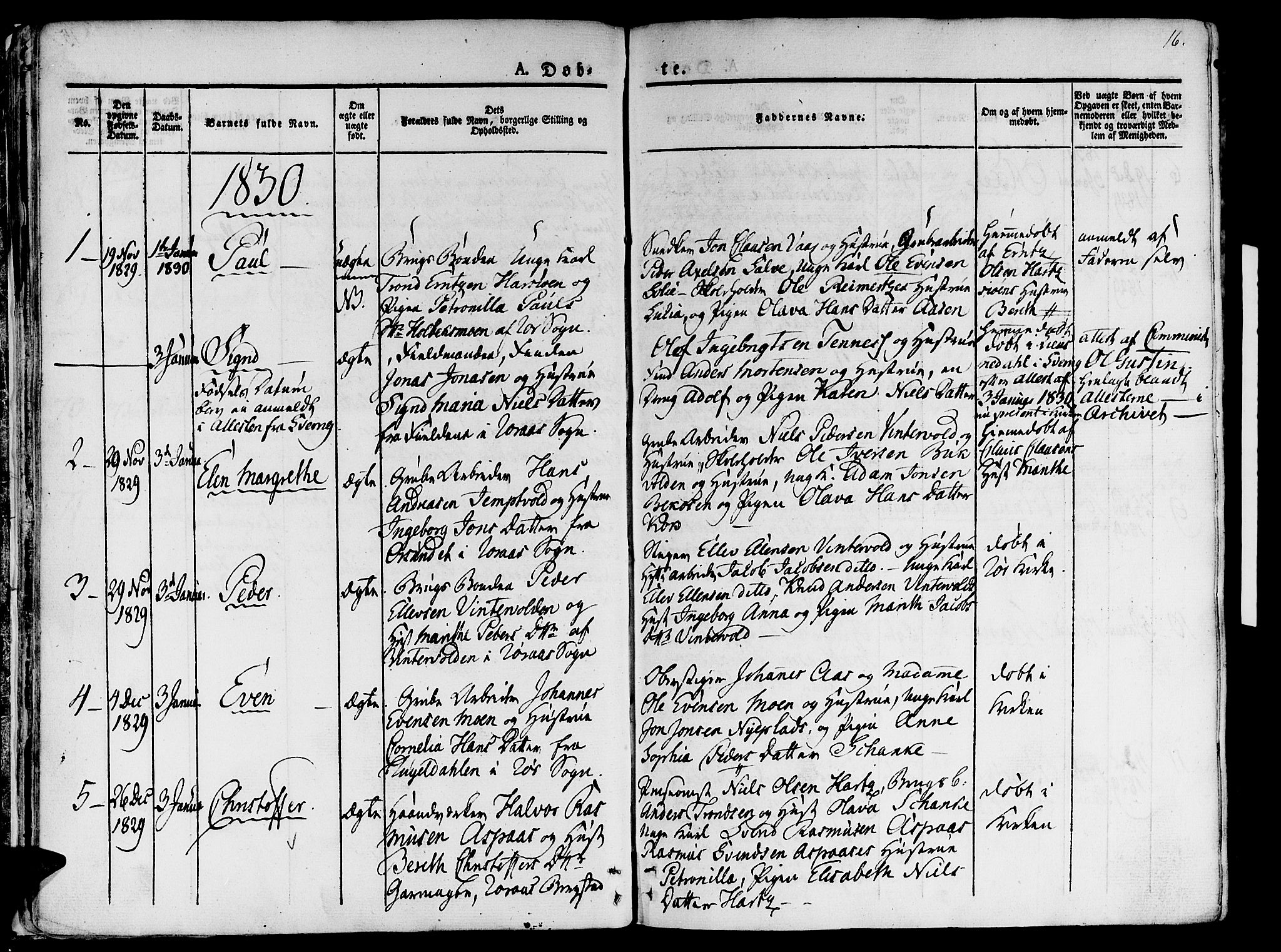 Ministerialprotokoller, klokkerbøker og fødselsregistre - Sør-Trøndelag, SAT/A-1456/681/L0930: Parish register (official) no. 681A08, 1829-1844, p. 16