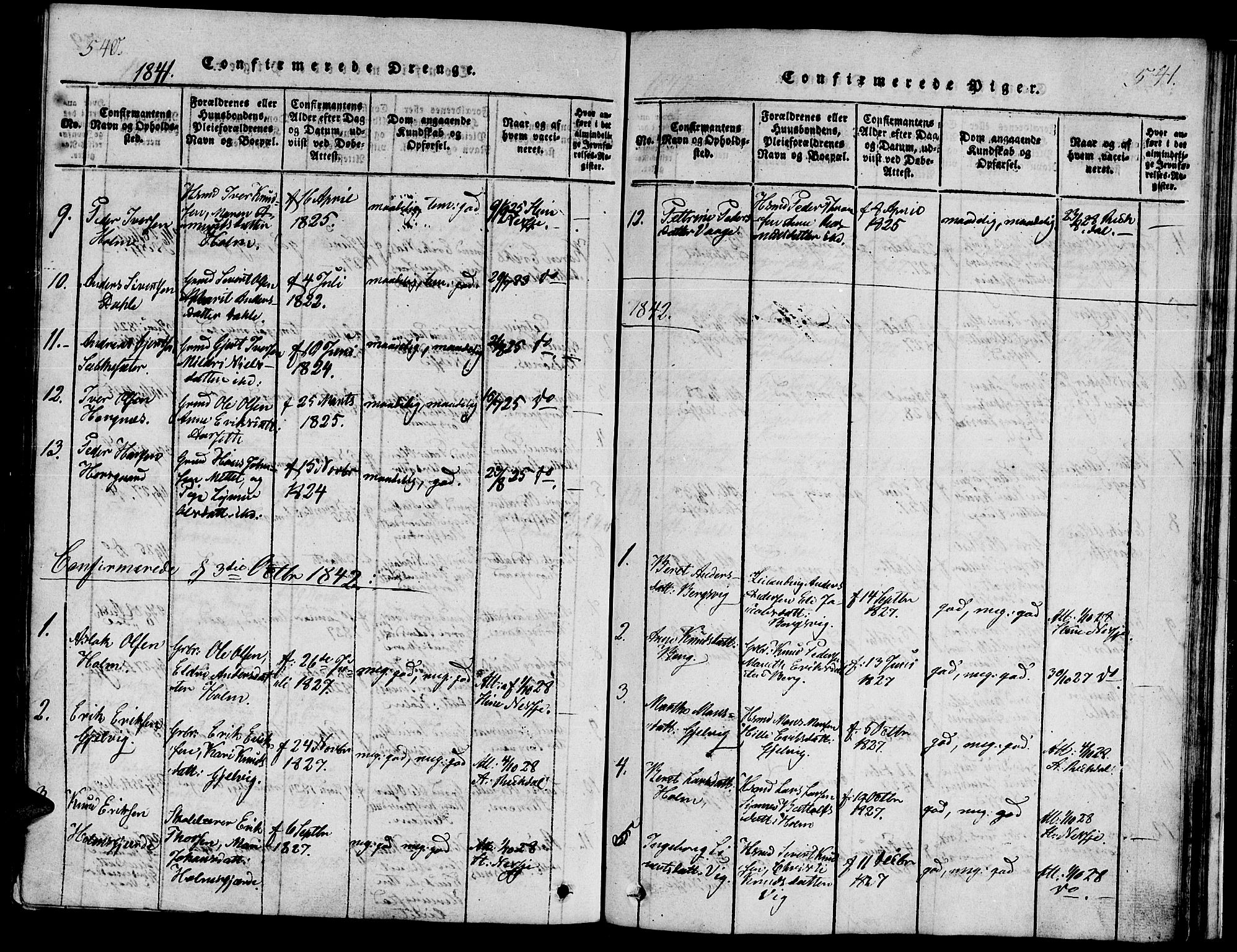 Ministerialprotokoller, klokkerbøker og fødselsregistre - Møre og Romsdal, AV/SAT-A-1454/547/L0602: Parish register (official) no. 547A04, 1818-1845, p. 540-541