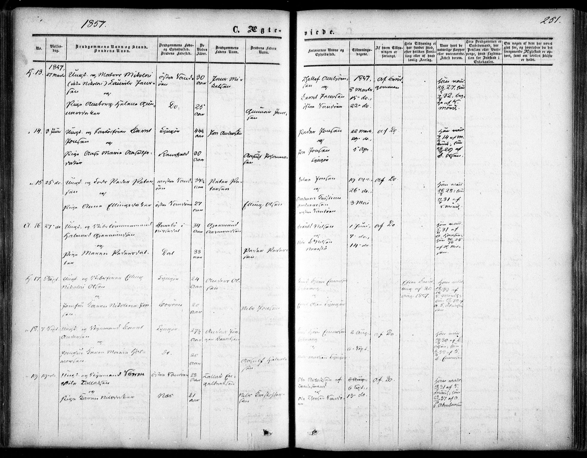 Dypvåg sokneprestkontor, SAK/1111-0007/F/Fa/Faa/L0006: Parish register (official) no. A 6, 1855-1872, p. 251