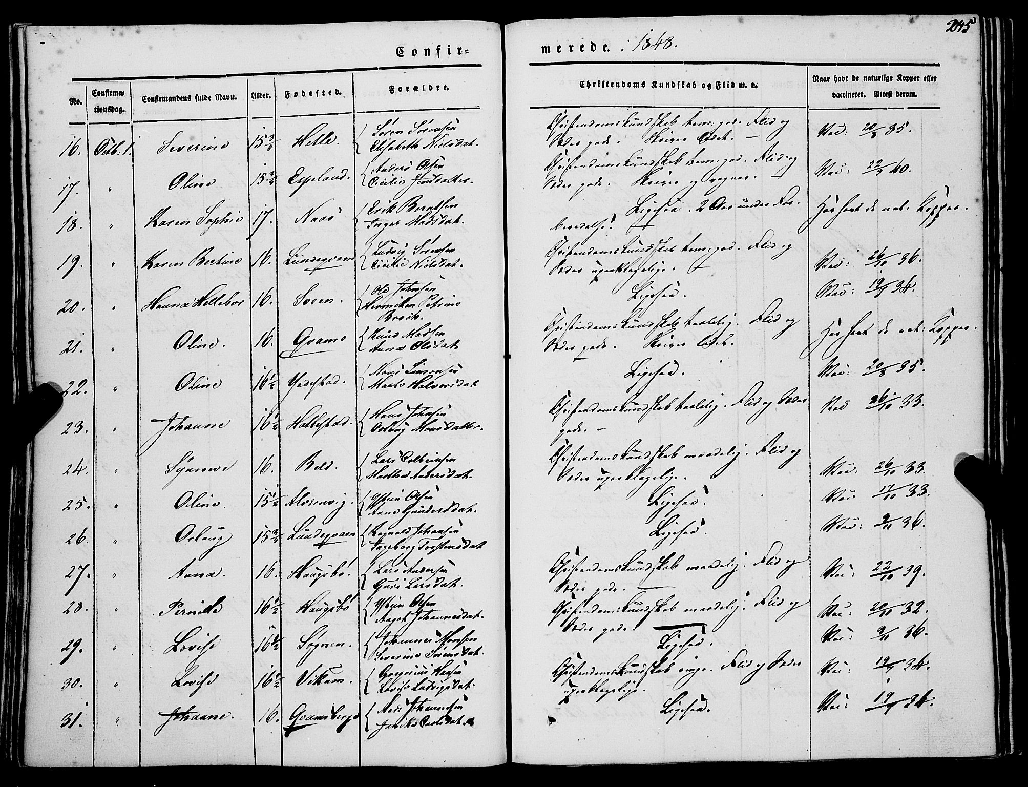 Gaular sokneprestembete, SAB/A-80001/H/Haa: Parish register (official) no. A 4I, 1840-1859, p. 245