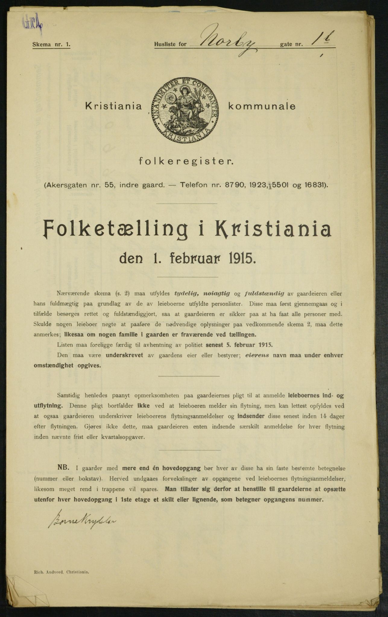 OBA, Municipal Census 1915 for Kristiania, 1915, p. 70886