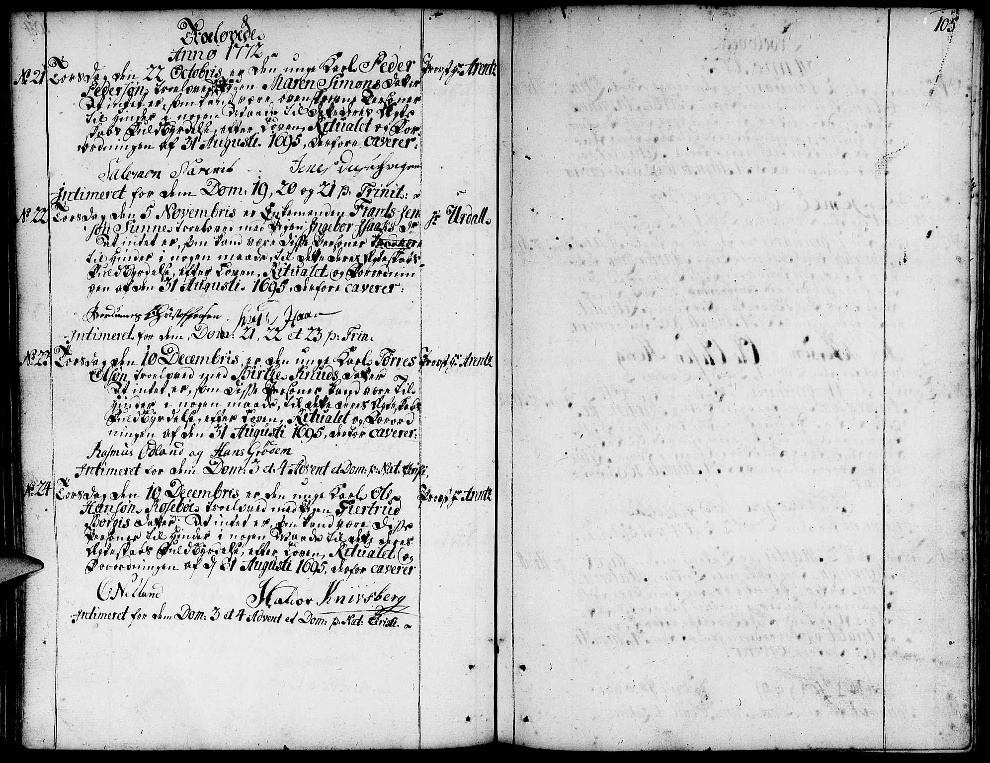 Domkirken sokneprestkontor, SAST/A-101812/001/30/30BA/L0004: Parish register (official) no. A 4, 1744-1782, p. 105