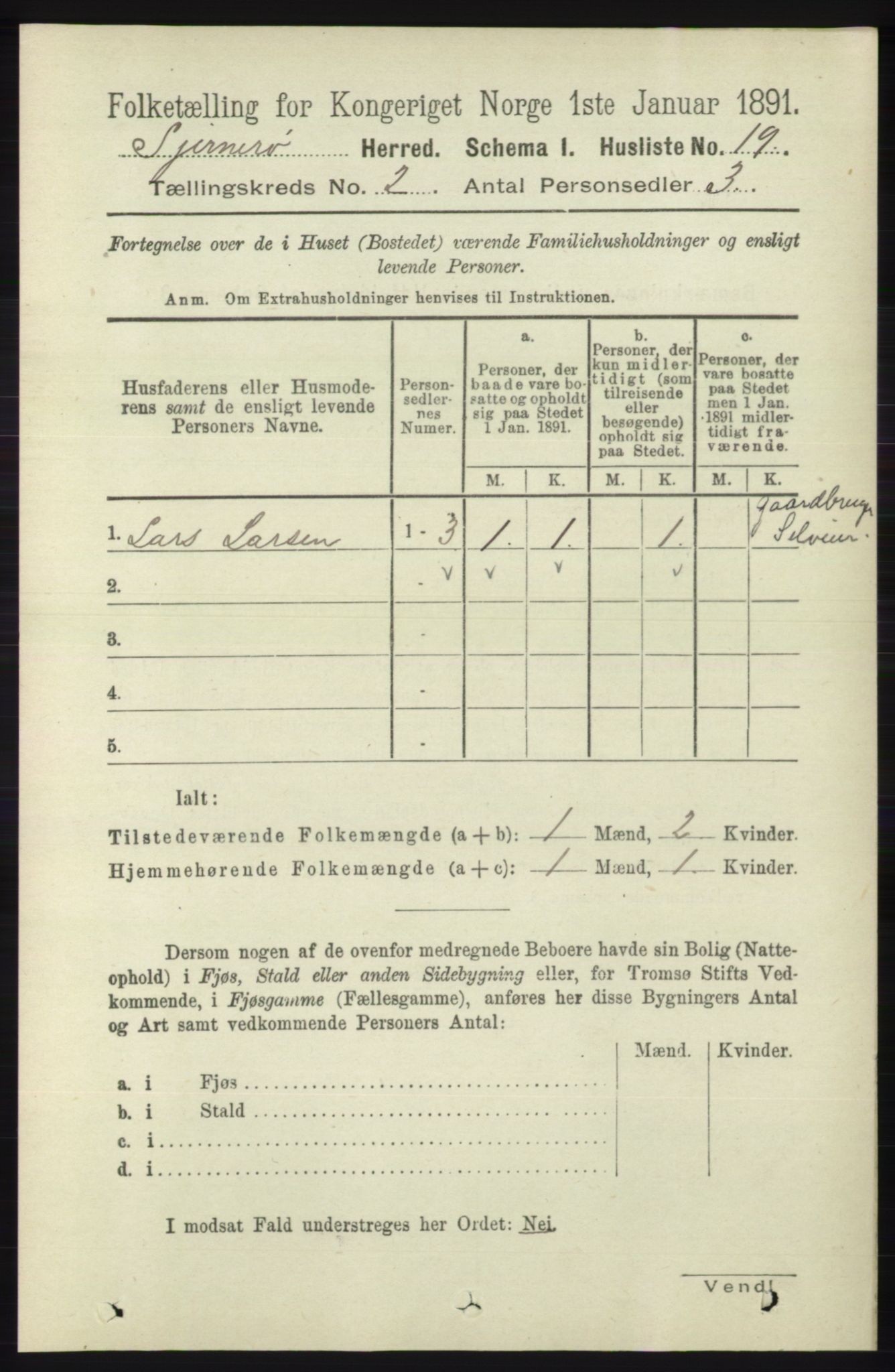 RA, 1891 census for 1140 Sjernarøy, 1891, p. 239