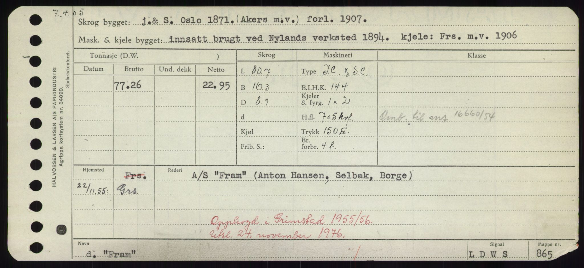 Sjøfartsdirektoratet med forløpere, Skipsmålingen, RA/S-1627/H/Hd/L0011: Fartøy, Fla-Får, p. 261