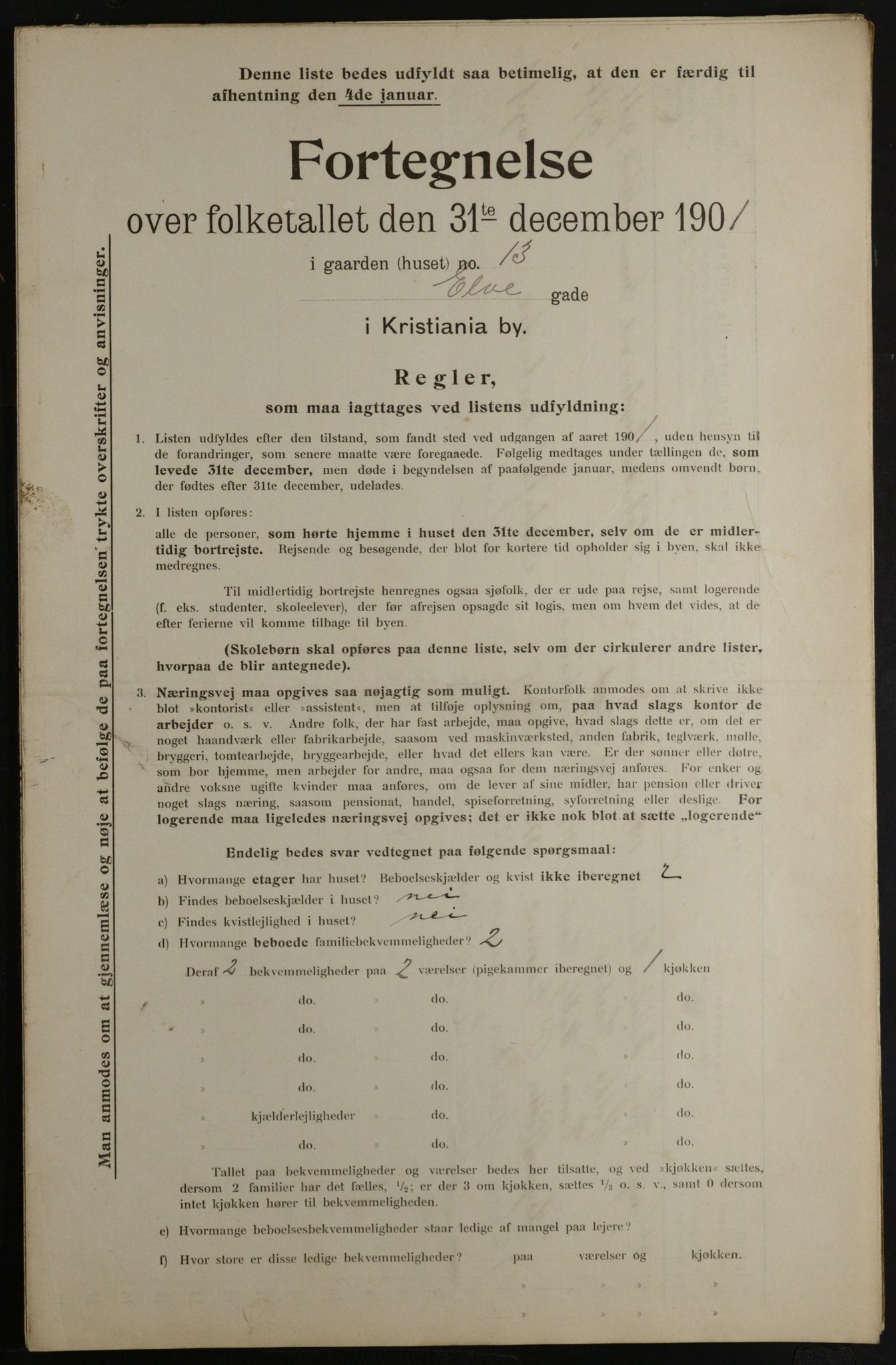 OBA, Municipal Census 1901 for Kristiania, 1901, p. 3319