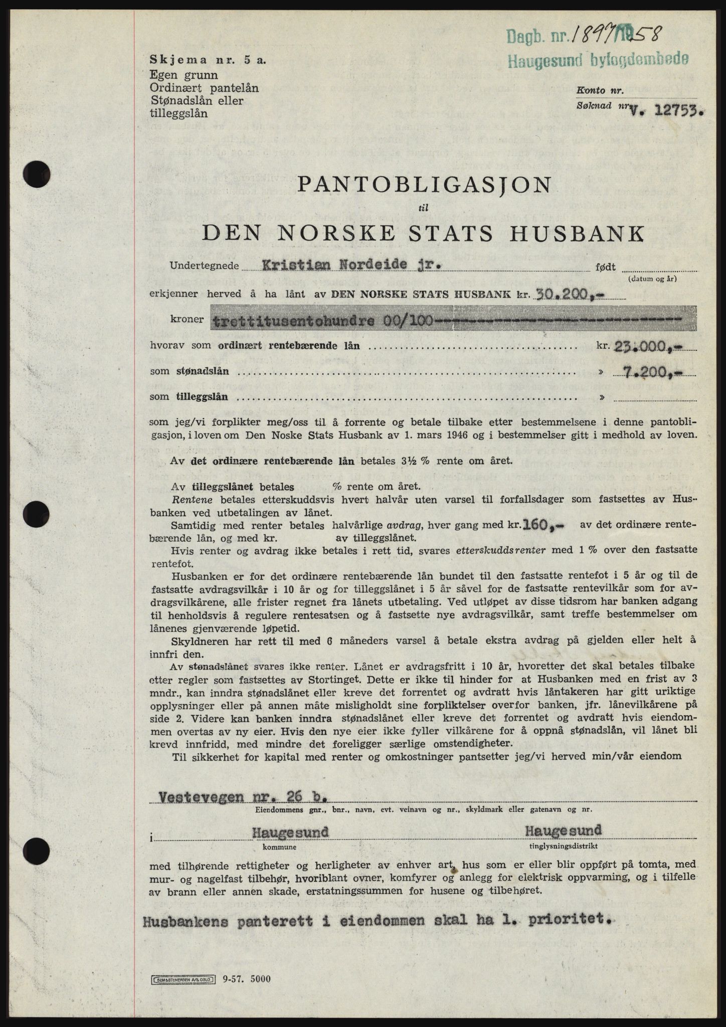 Haugesund tingrett, SAST/A-101415/01/II/IIC/L0044: Mortgage book no. B 44, 1958-1959, Diary no: : 1897/1958