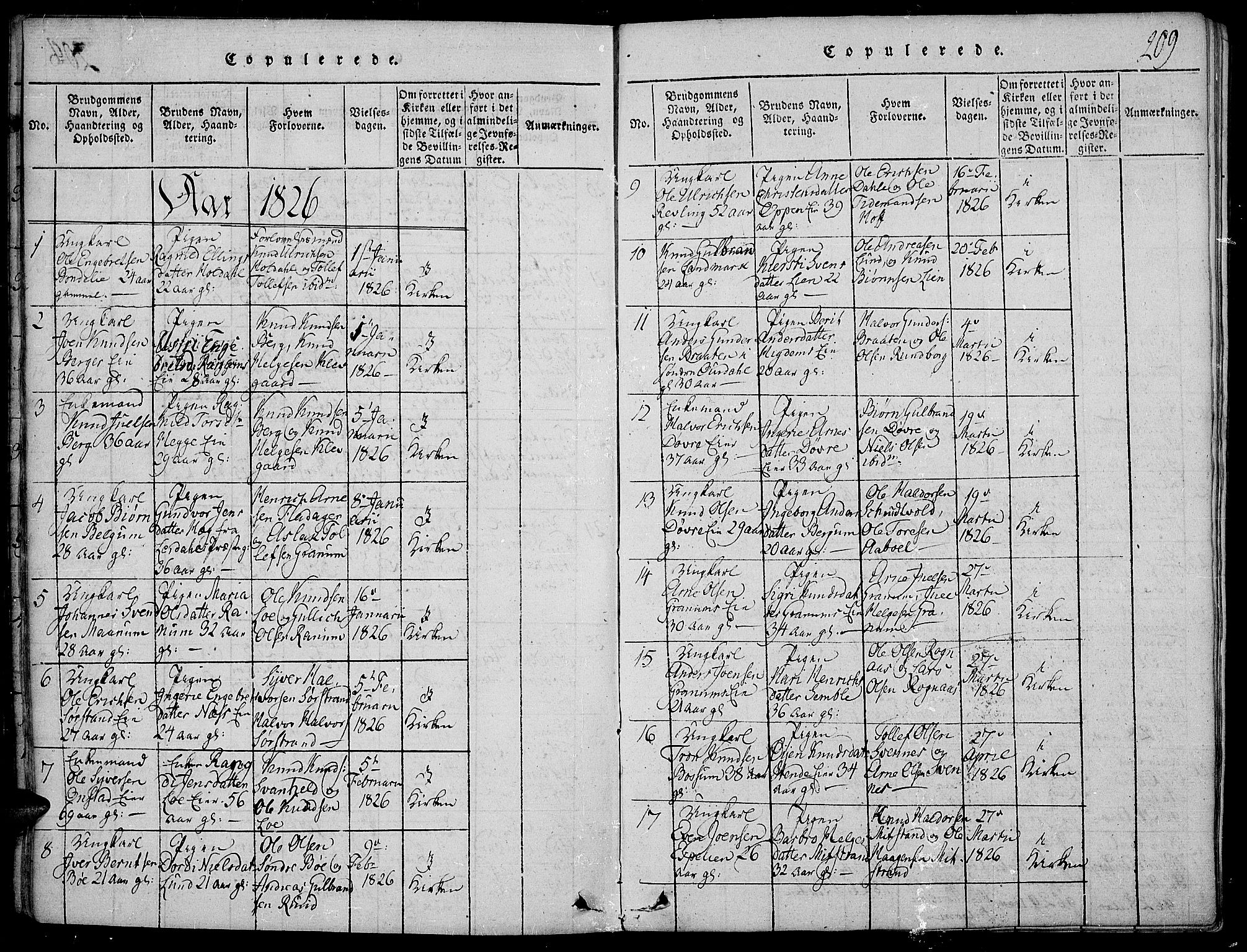 Nord-Aurdal prestekontor, AV/SAH-PREST-132/H/Ha/Haa/L0002: Parish register (official) no. 2, 1816-1828, p. 209