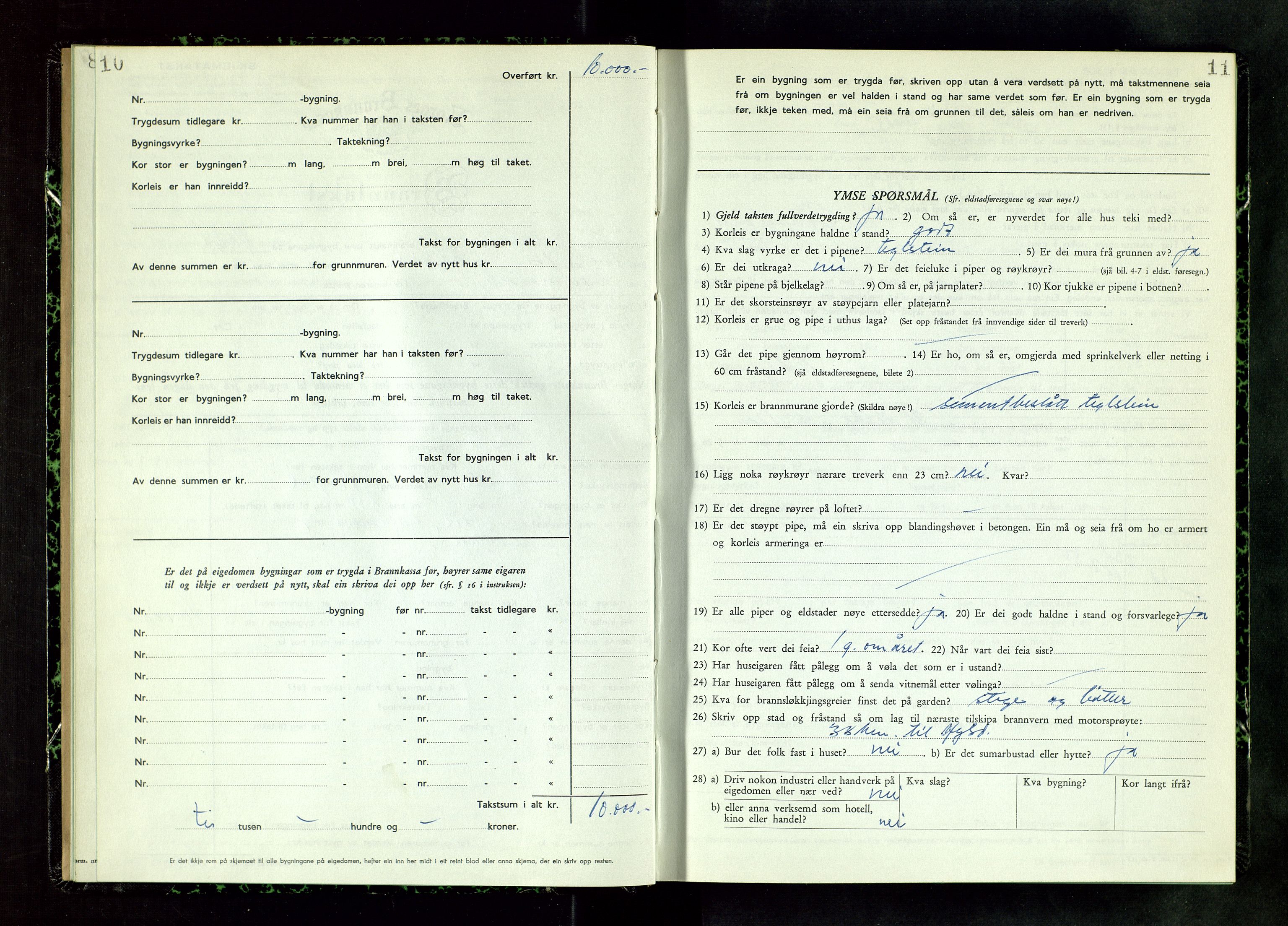 Norges Brannkasse Haugesund, AV/SAST-A-102142/0004/O/L0009: Branntakstprotokoll, 1955, p. 10-11