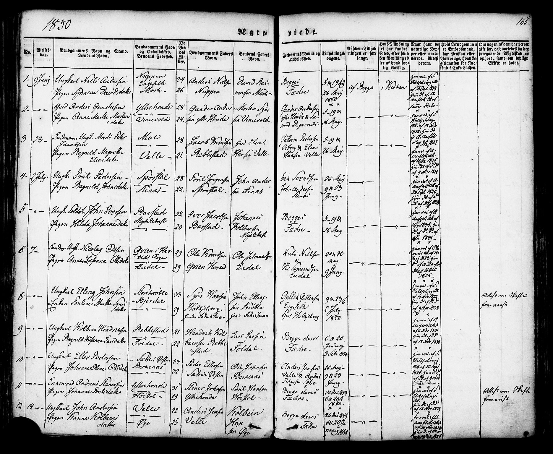 Ministerialprotokoller, klokkerbøker og fødselsregistre - Møre og Romsdal, AV/SAT-A-1454/513/L0174: Parish register (official) no. 513A01, 1831-1855, p. 165