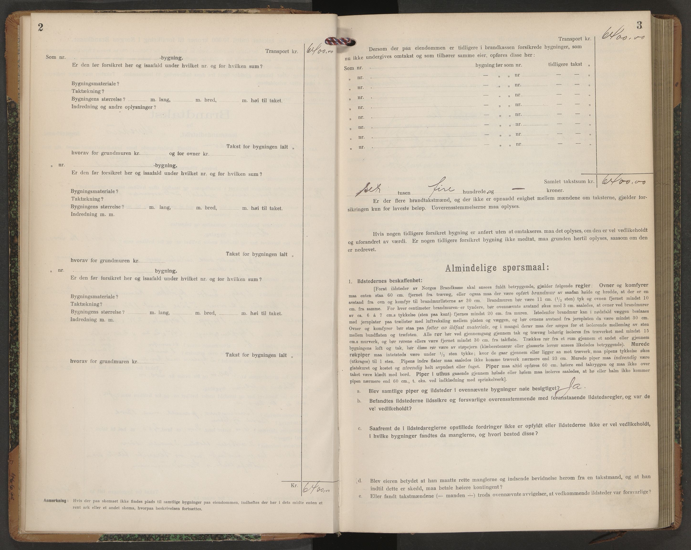 Norges brannkasse, branntakster Nittedal, AV/SAO-A-11394/F/Fb/L0001: Branntakstprotokoll, 1917-1930