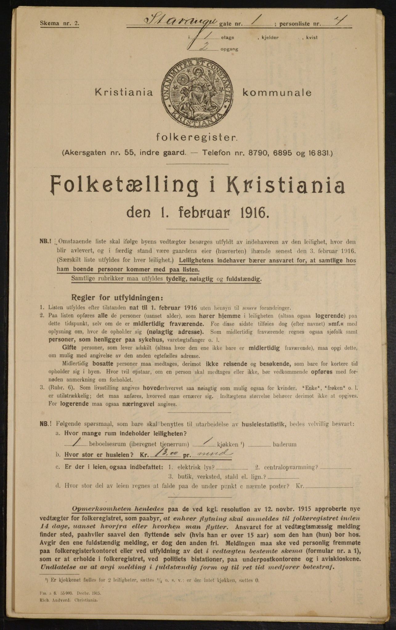 OBA, Municipal Census 1916 for Kristiania, 1916, p. 103283