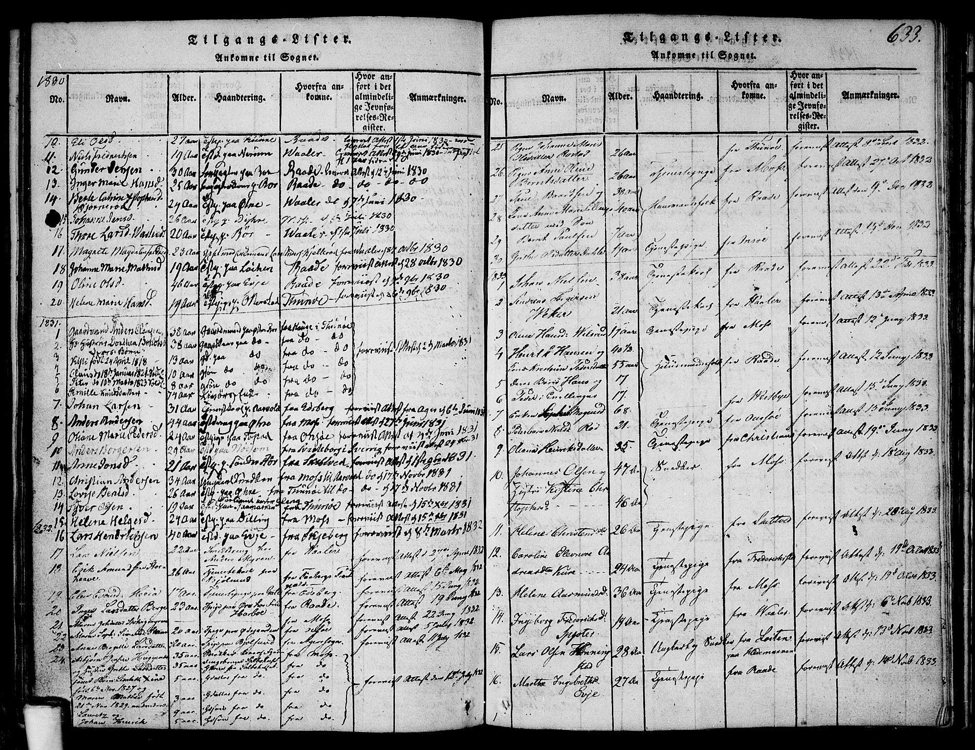 Rygge prestekontor Kirkebøker, SAO/A-10084b/F/Fa/L0003: Parish register (official) no. 3, 1814-1836, p. 632-633