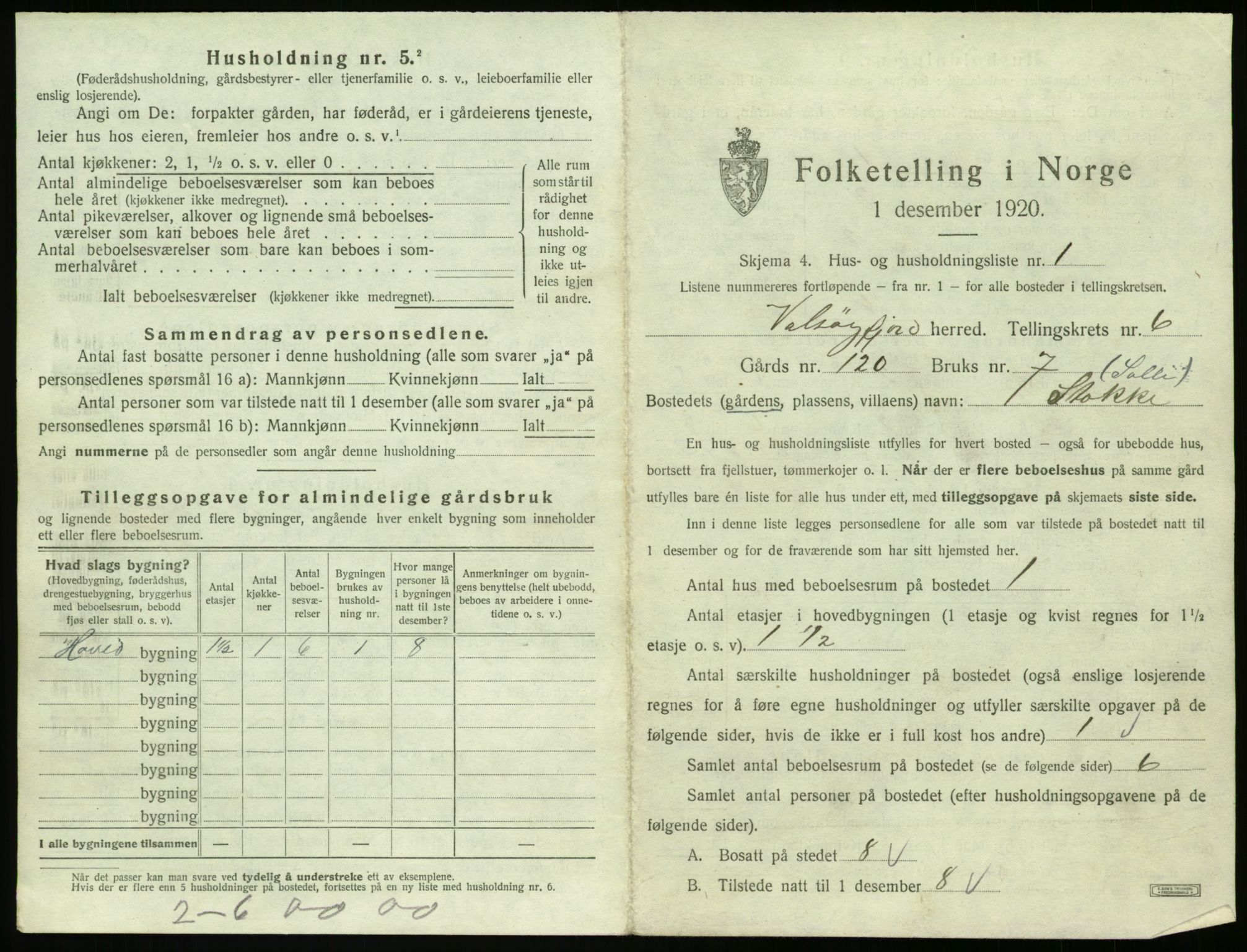 SAT, 1920 census for Valsøyfjord, 1920, p. 395