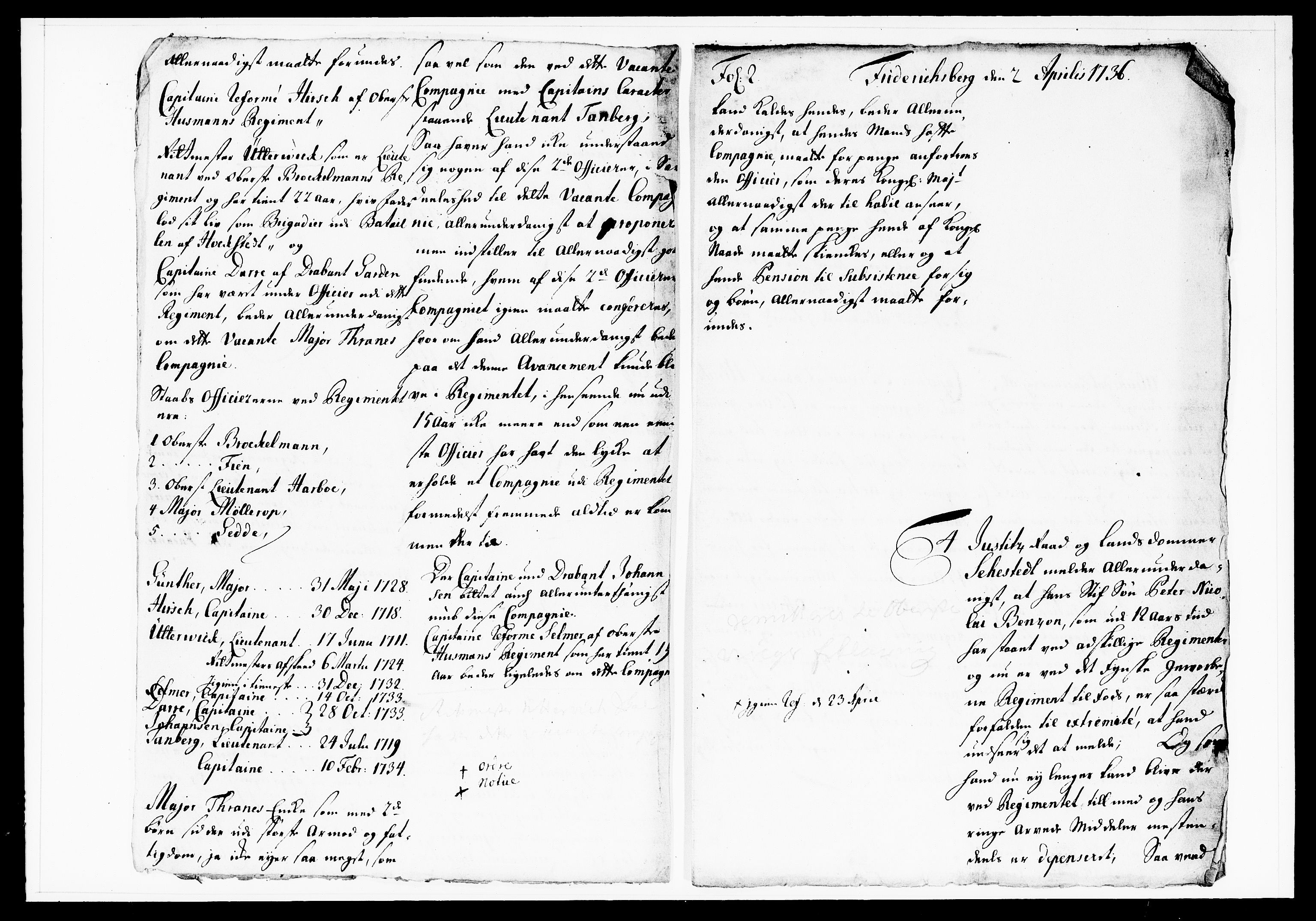 Krigskollegiet, Krigskancelliet, DRA/A-0006/-/1130-1137: Refererede sager, 1736, p. 123