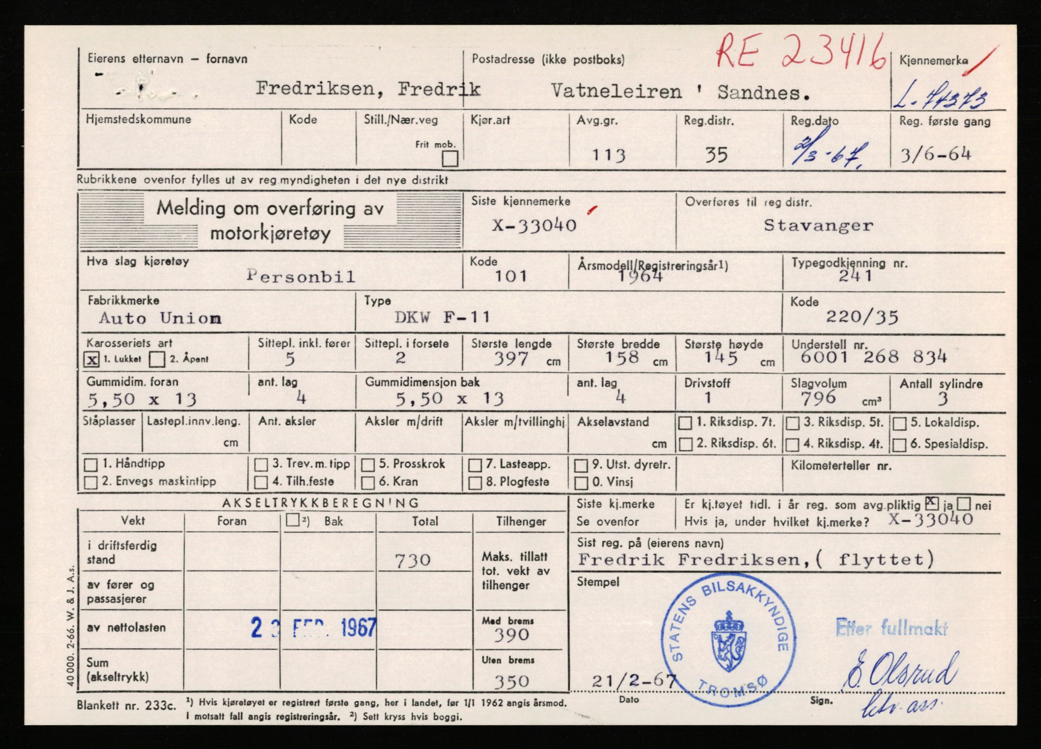 Stavanger trafikkstasjon, AV/SAST-A-101942/0/F/L0067: L-71600 - L-74999, 1930-1971, p. 1904