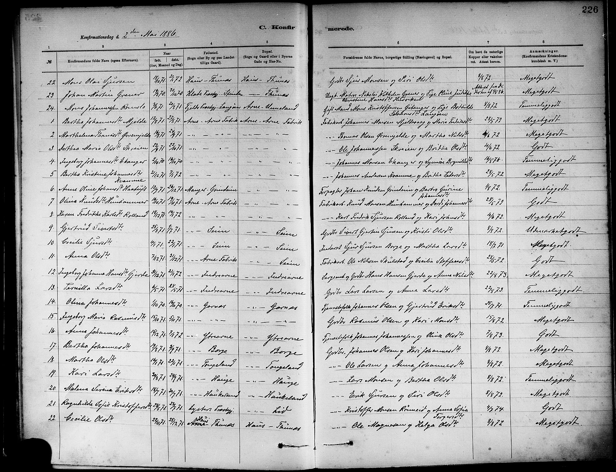 Haus sokneprestembete, AV/SAB-A-75601/H/Haa: Parish register (official) no. A 19I, 1878-1886, p. 226