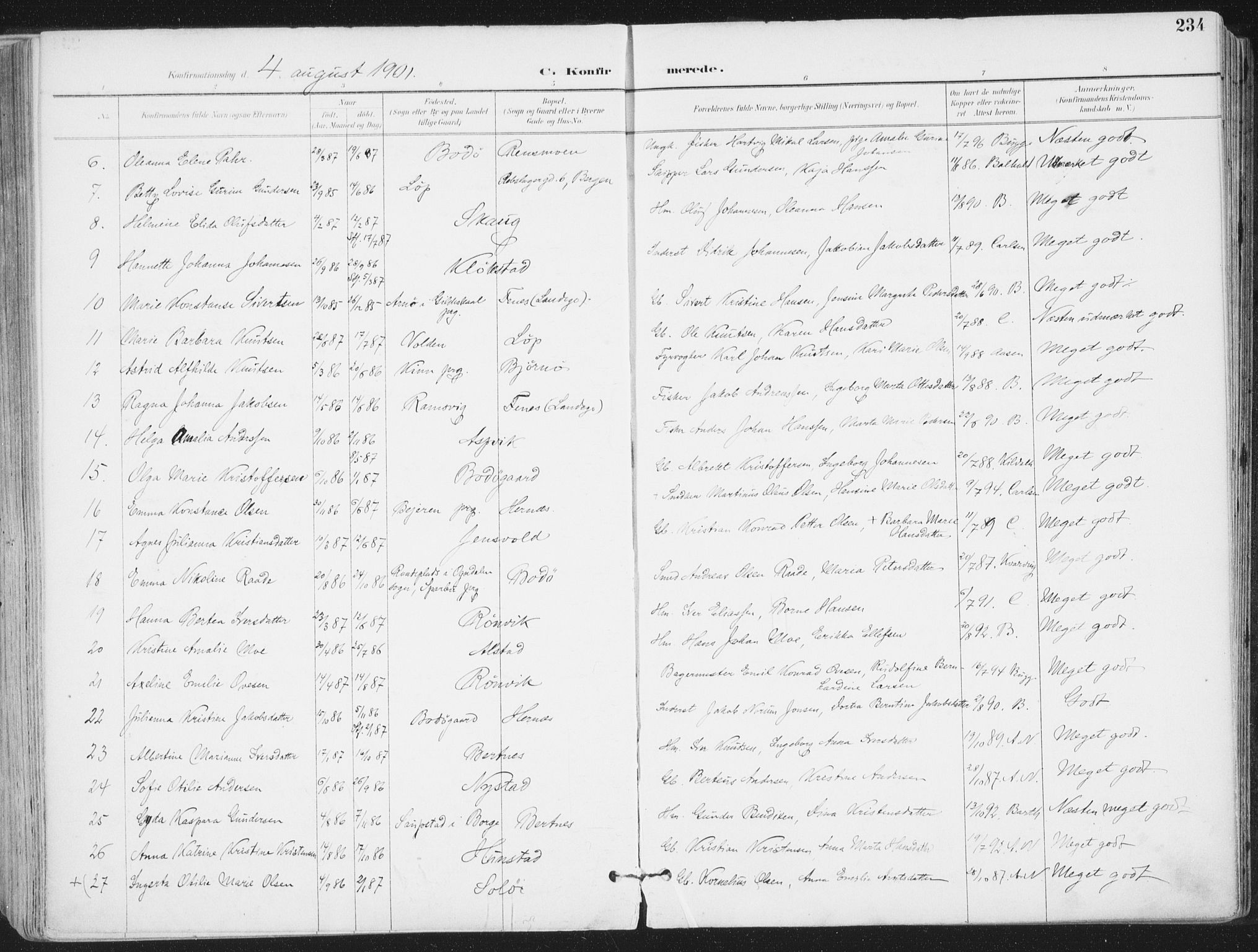 Ministerialprotokoller, klokkerbøker og fødselsregistre - Nordland, AV/SAT-A-1459/802/L0055: Parish register (official) no. 802A02, 1894-1915, p. 234