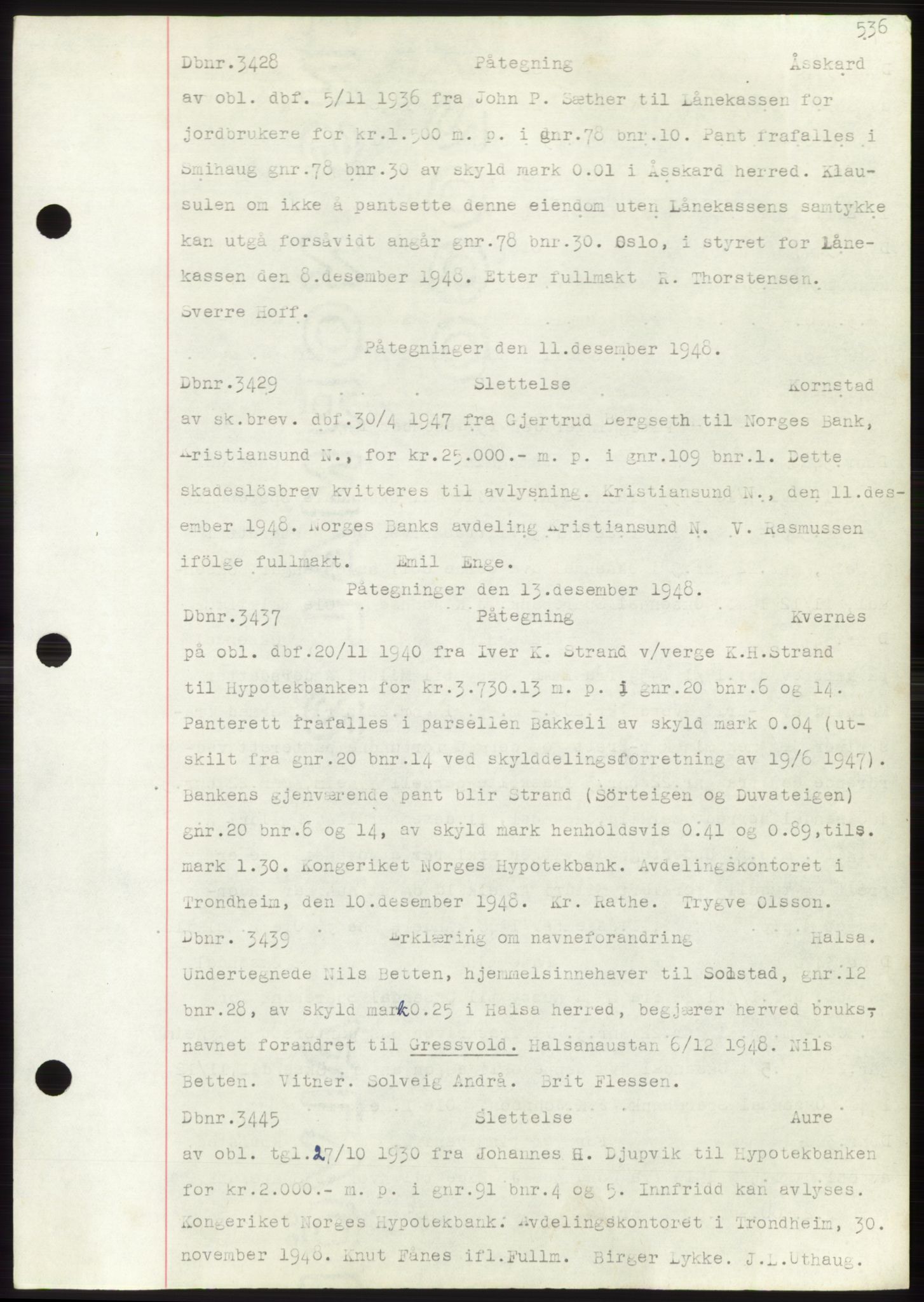 Nordmøre sorenskriveri, SAT/A-4132/1/2/2Ca: Mortgage book no. C82b, 1946-1951, Diary no: : 3428/1948
