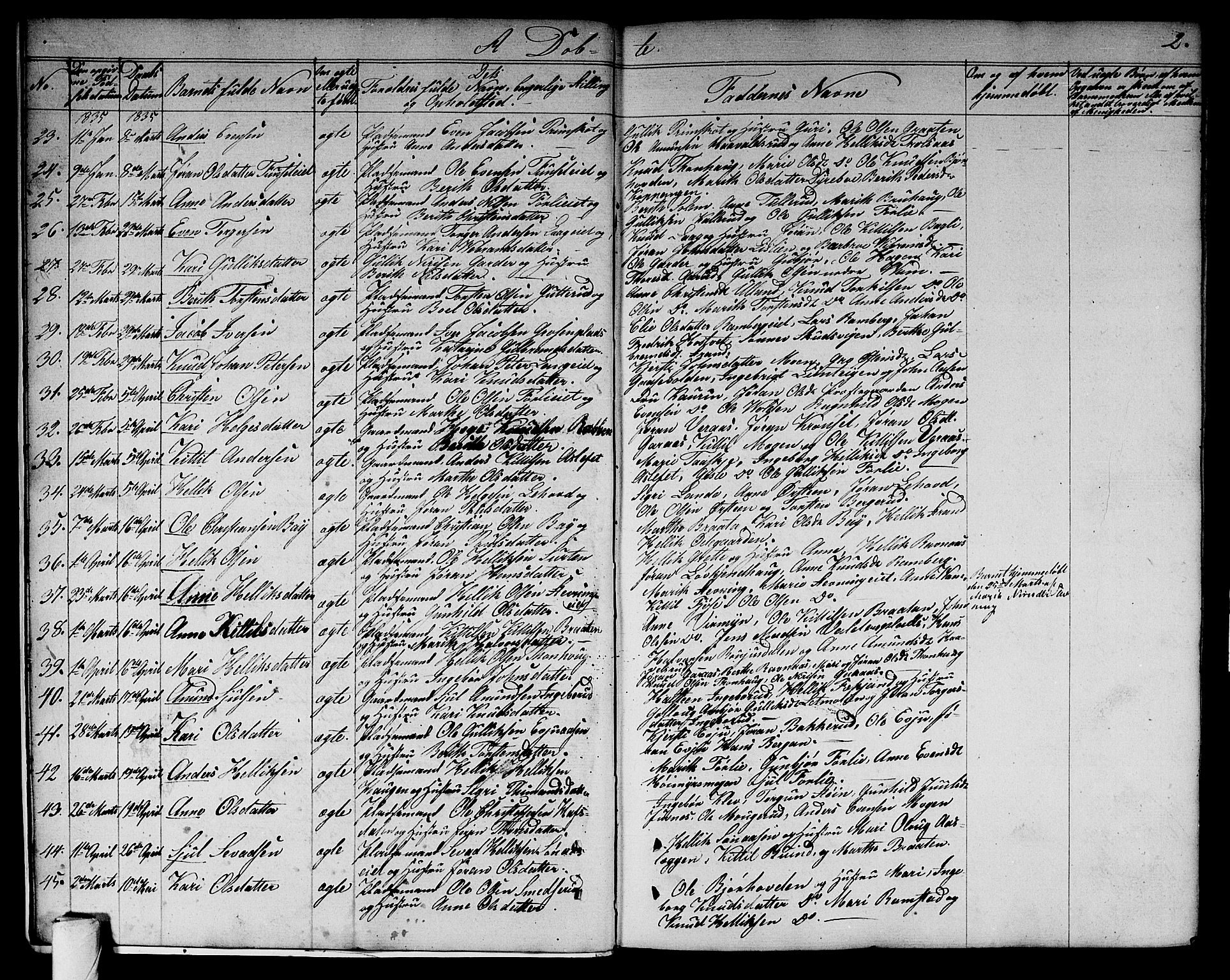 Flesberg kirkebøker, SAKO/A-18/G/Ga/L0002: Parish register (copy) no. I 2, 1834-1860, p. 2