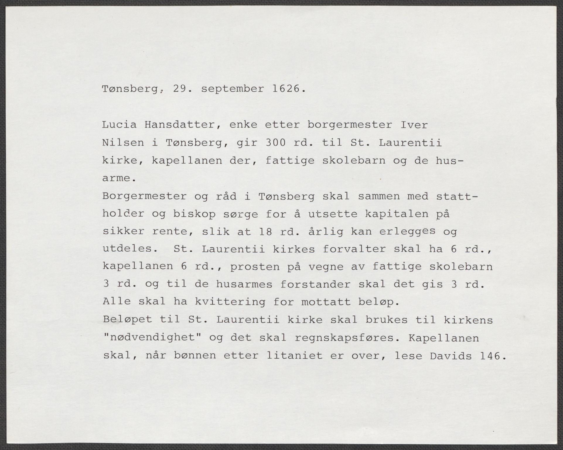 Riksarkivets diplomsamling, AV/RA-EA-5965/F15/L0022: Prestearkiv - Vestfold, 1573-1670, p. 161