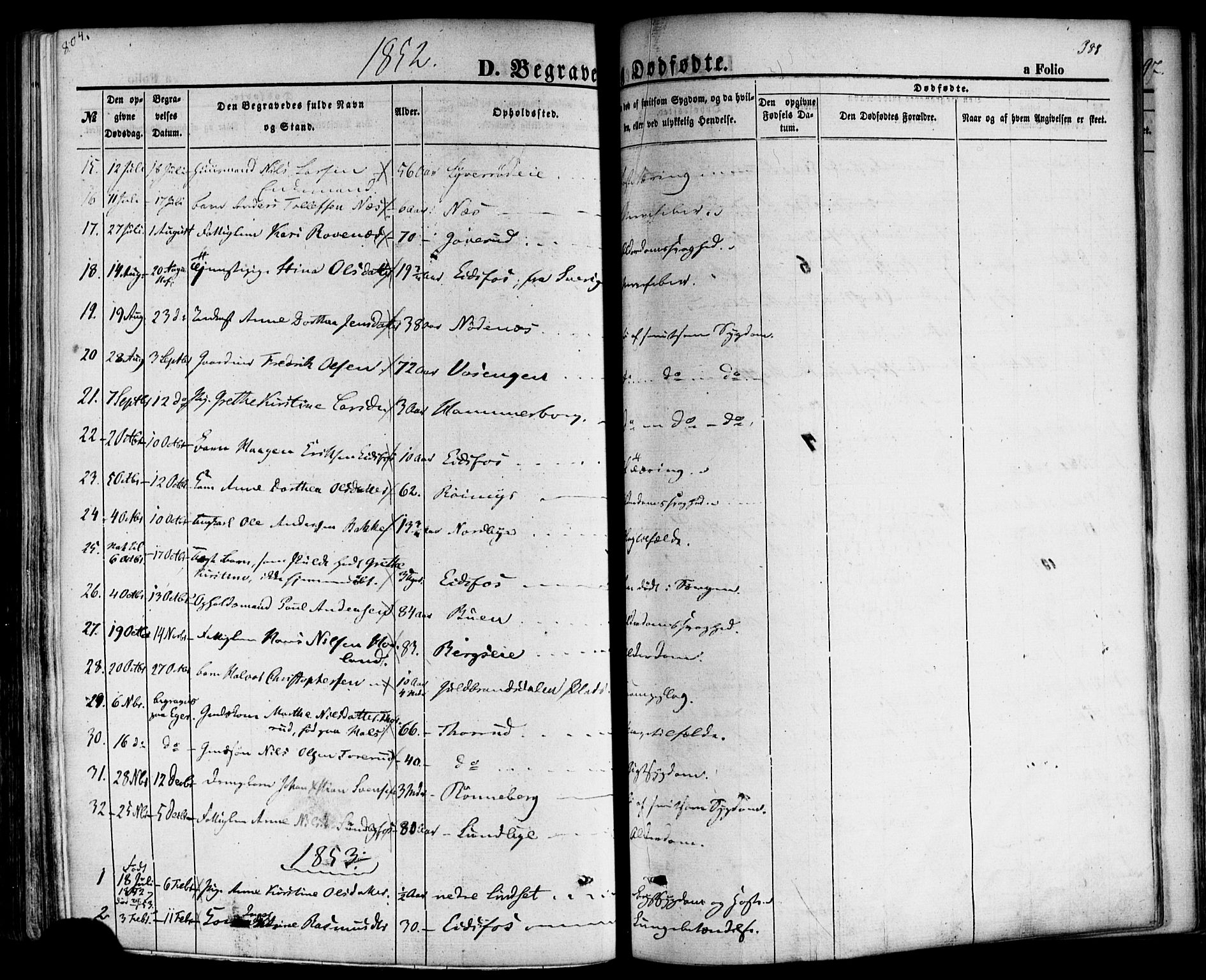 Hof kirkebøker, AV/SAKO-A-64/F/Fa/L0006: Parish register (official) no. I 6, 1851-1877, p. 388