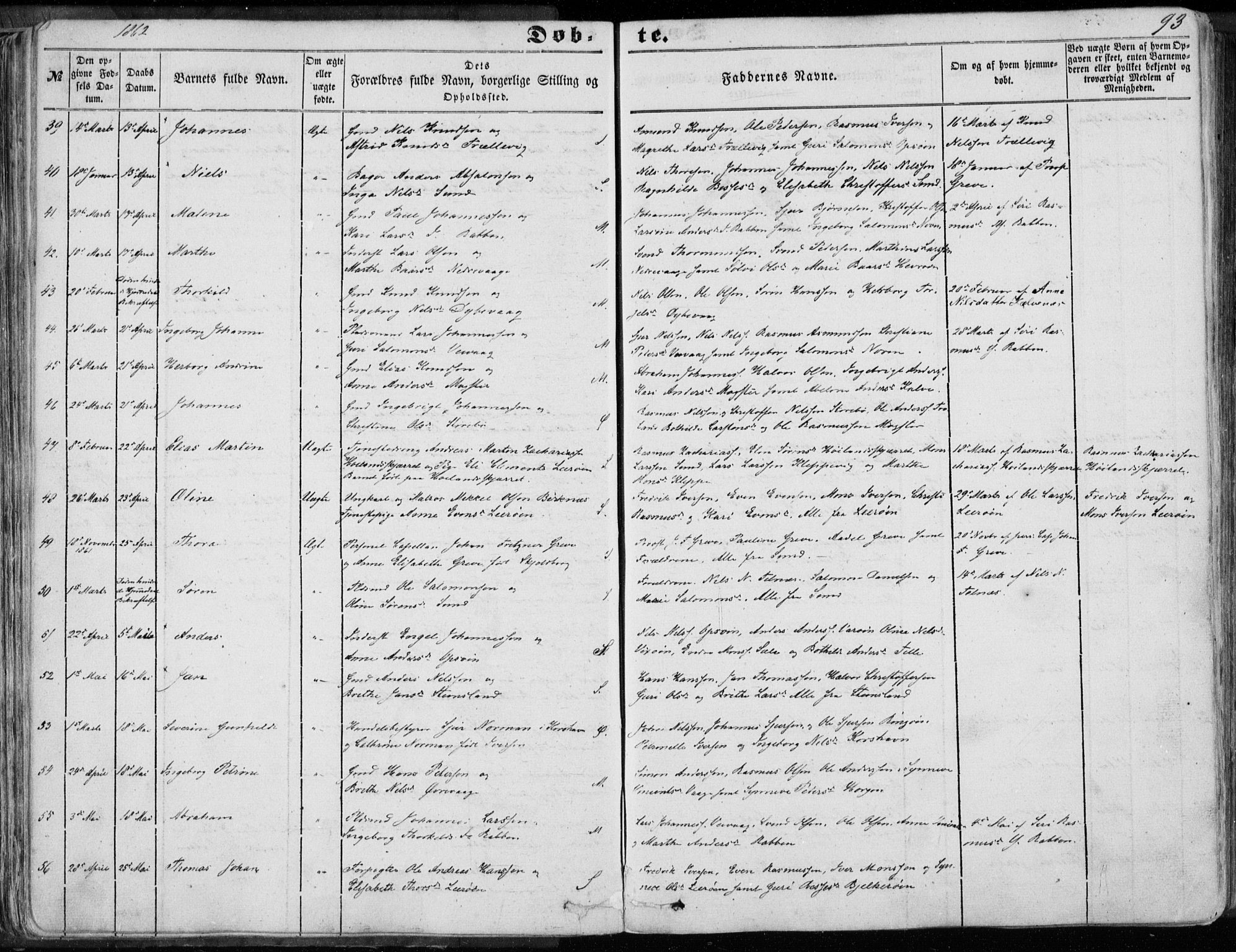 Sund sokneprestembete, SAB/A-99930: Parish register (official) no. A 14, 1850-1866, p. 93