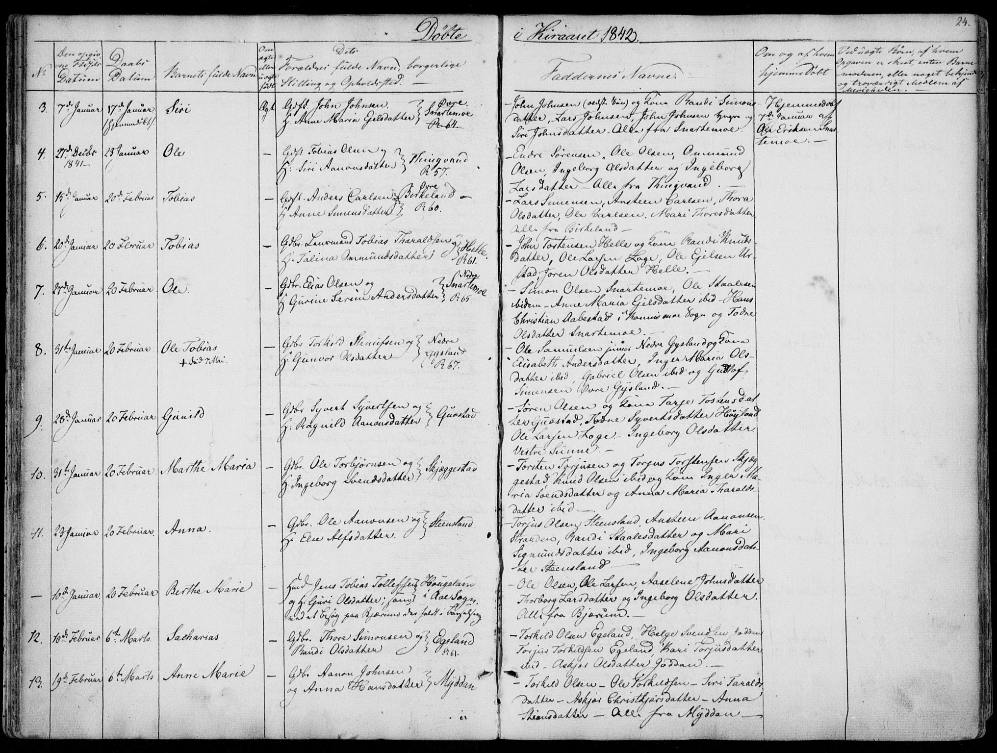 Hægebostad sokneprestkontor, AV/SAK-1111-0024/F/Fa/Faa/L0004: Parish register (official) no. A 4, 1834-1864, p. 24