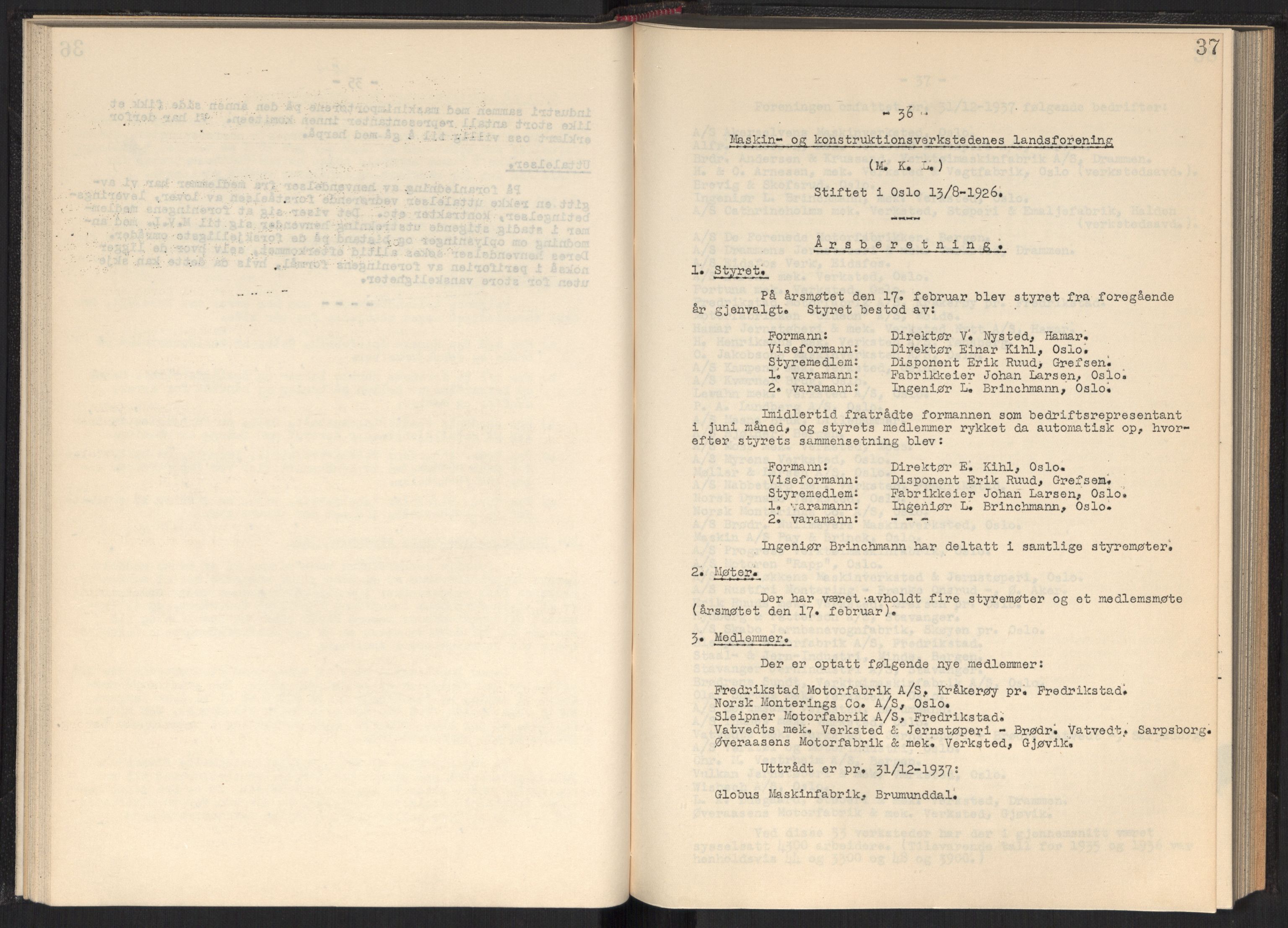 Teknologibedriftenes Landsforening TBL, RA/PA-1700/A/Ad/L0006: Årsberetning med register, 1937-1943, p. 37