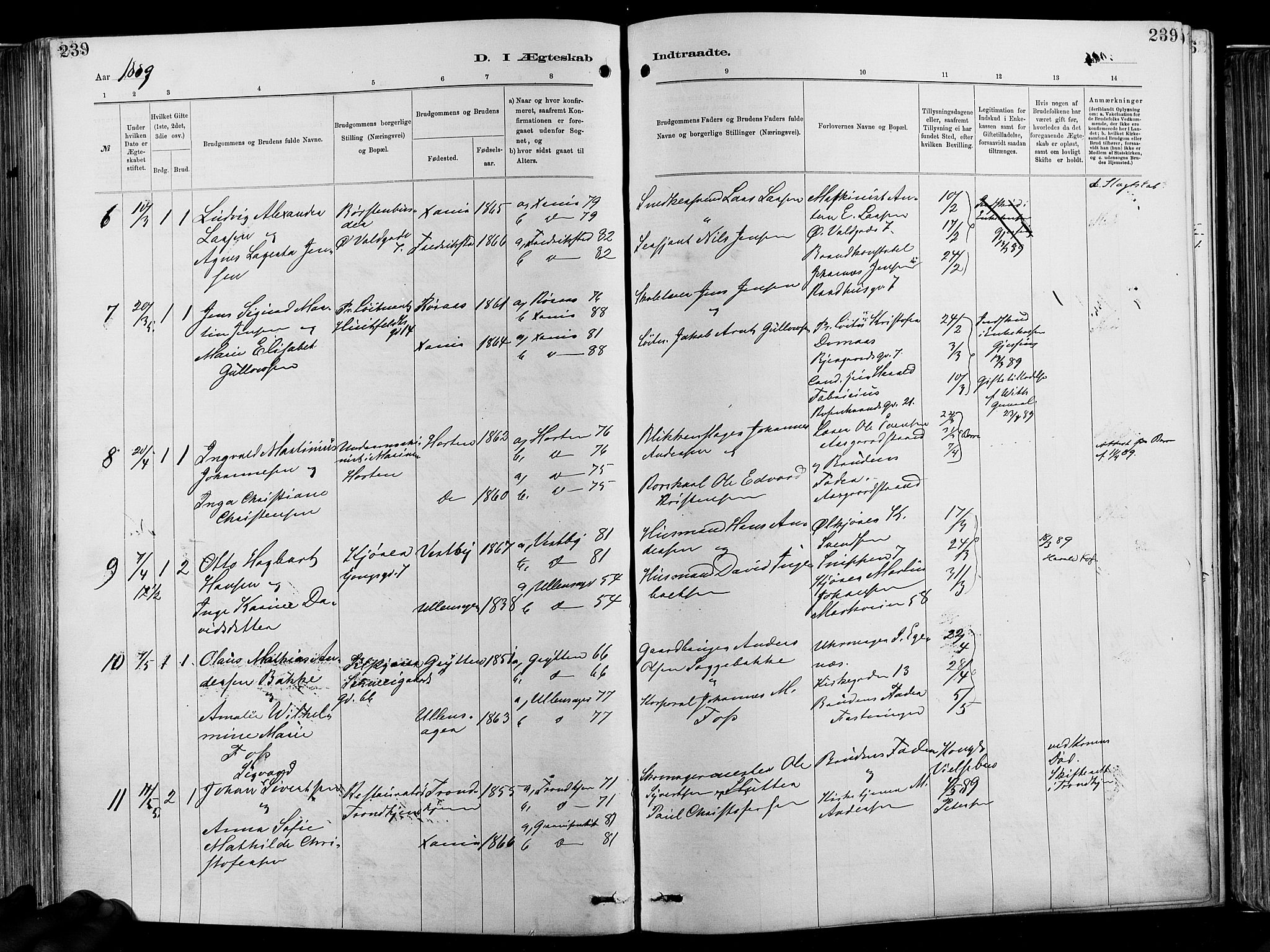 Garnisonsmenigheten Kirkebøker, AV/SAO-A-10846/F/Fa/L0012: Parish register (official) no. 12, 1880-1893, p. 239