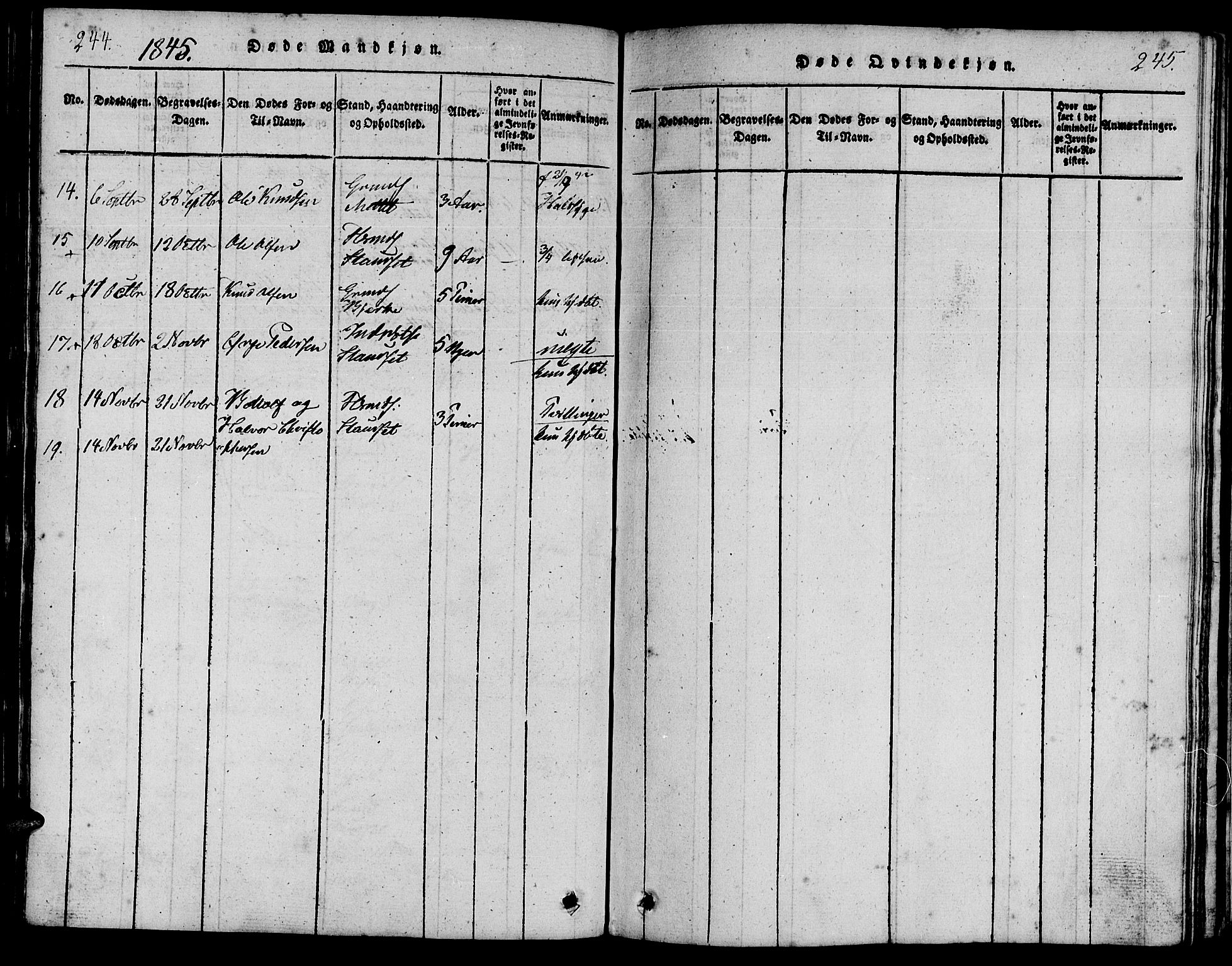 Ministerialprotokoller, klokkerbøker og fødselsregistre - Møre og Romsdal, AV/SAT-A-1454/547/L0602: Parish register (official) no. 547A04, 1818-1845, p. 244-245