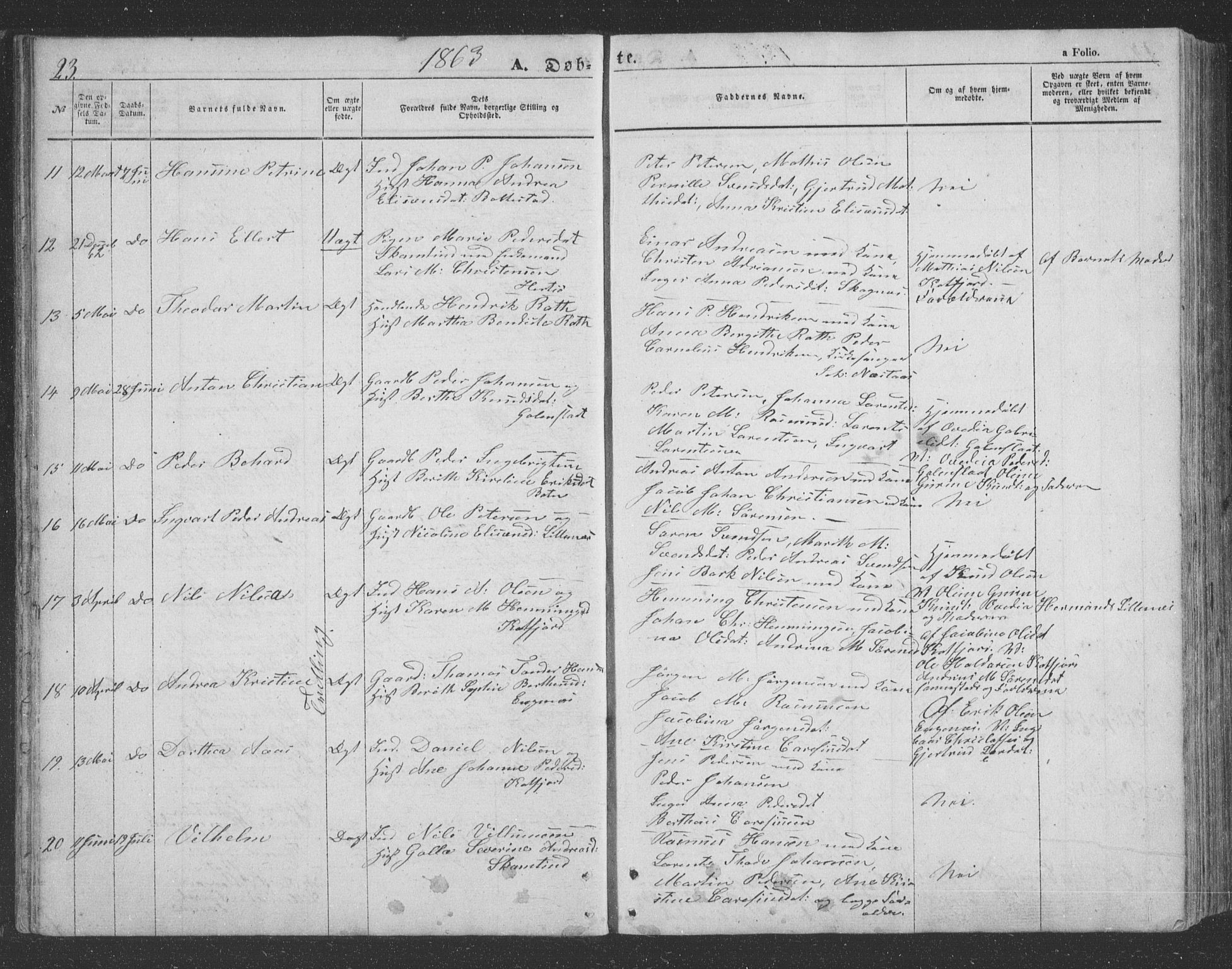 Lenvik sokneprestembete, SATØ/S-1310/H/Ha/Hab/L0020klokker: Parish register (copy) no. 20, 1855-1883, p. 23