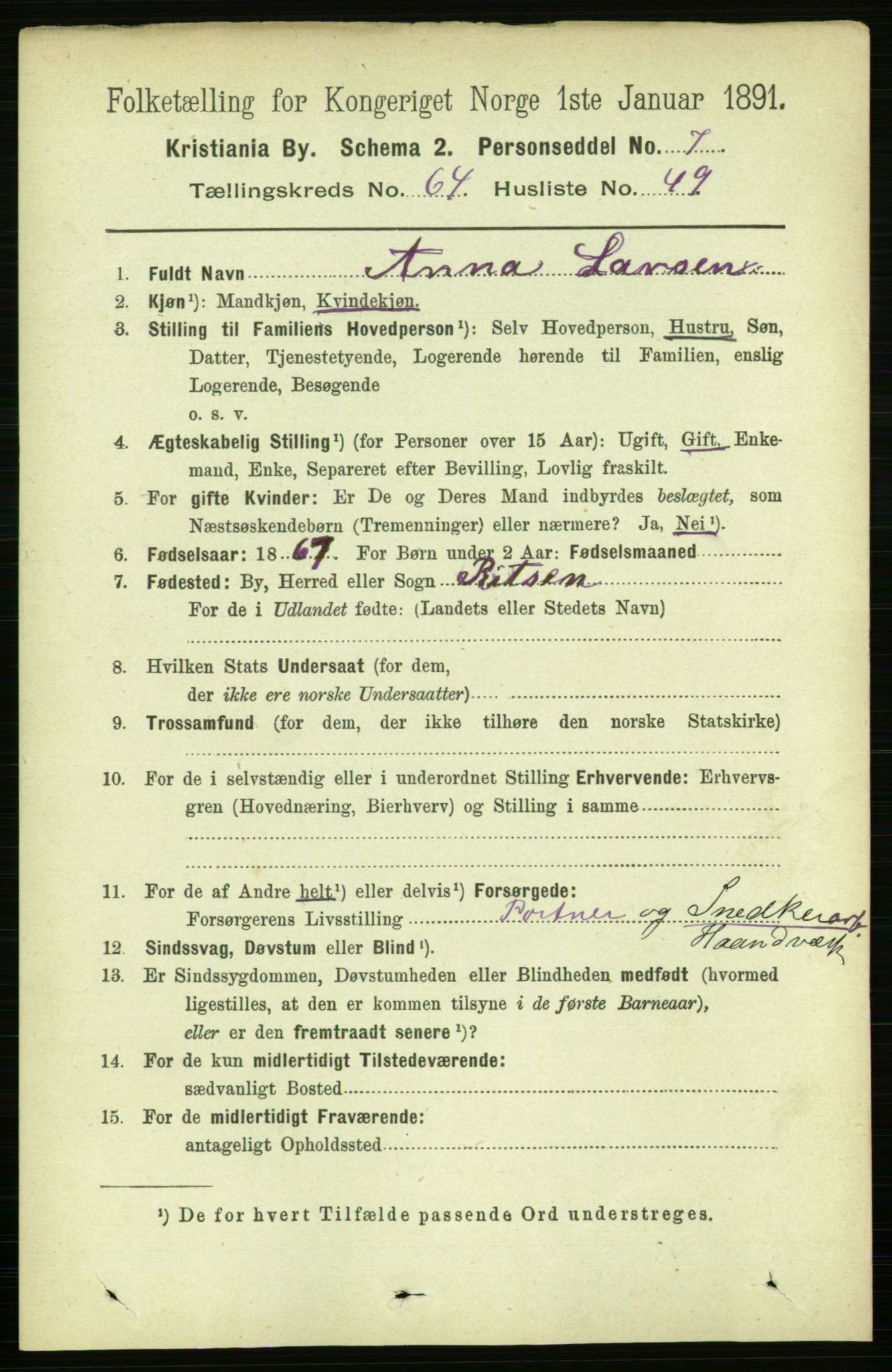 RA, 1891 census for 0301 Kristiania, 1891, p. 34803