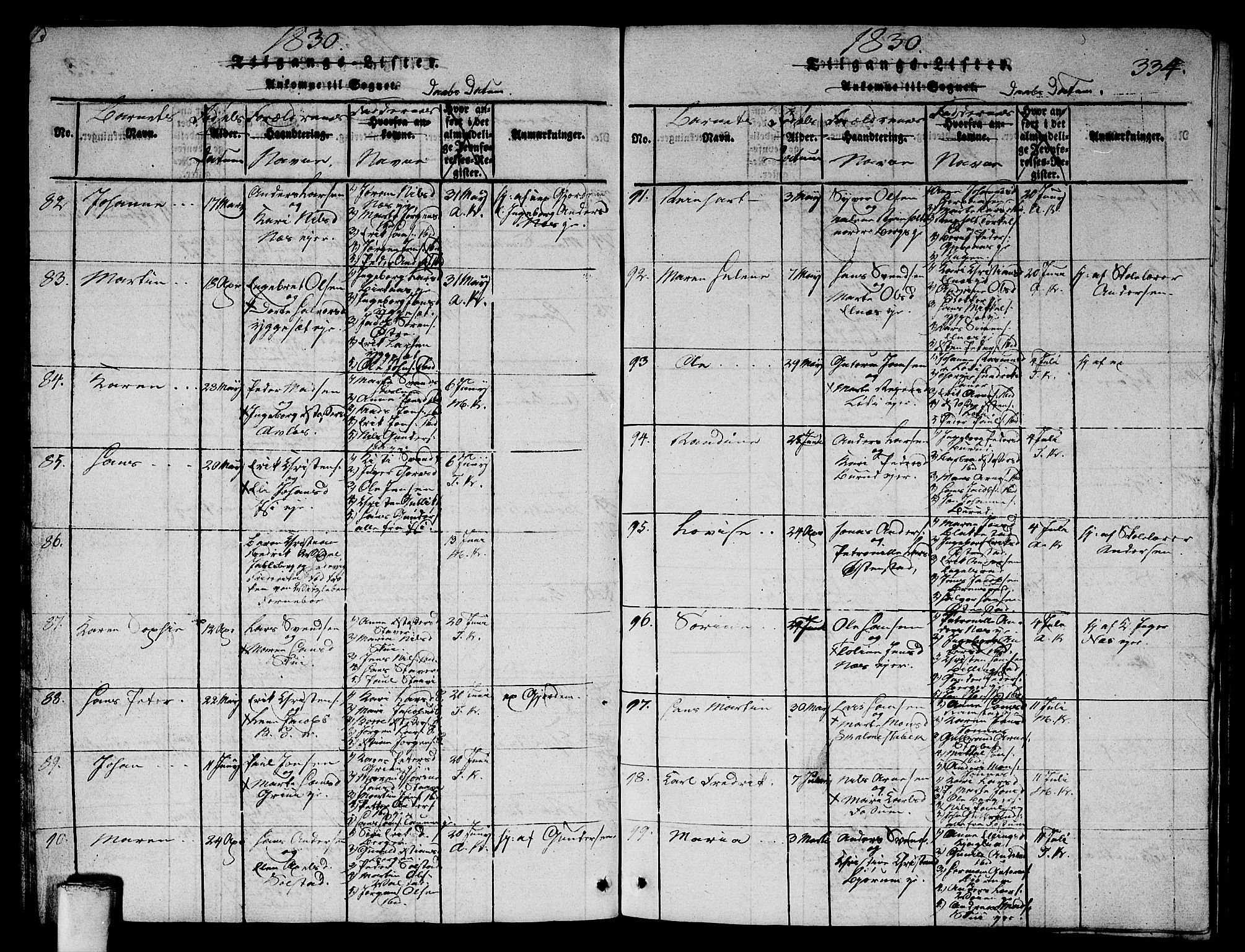 Asker prestekontor Kirkebøker, SAO/A-10256a/G/Ga/L0001: Parish register (copy) no. I 1, 1814-1830, p. 334