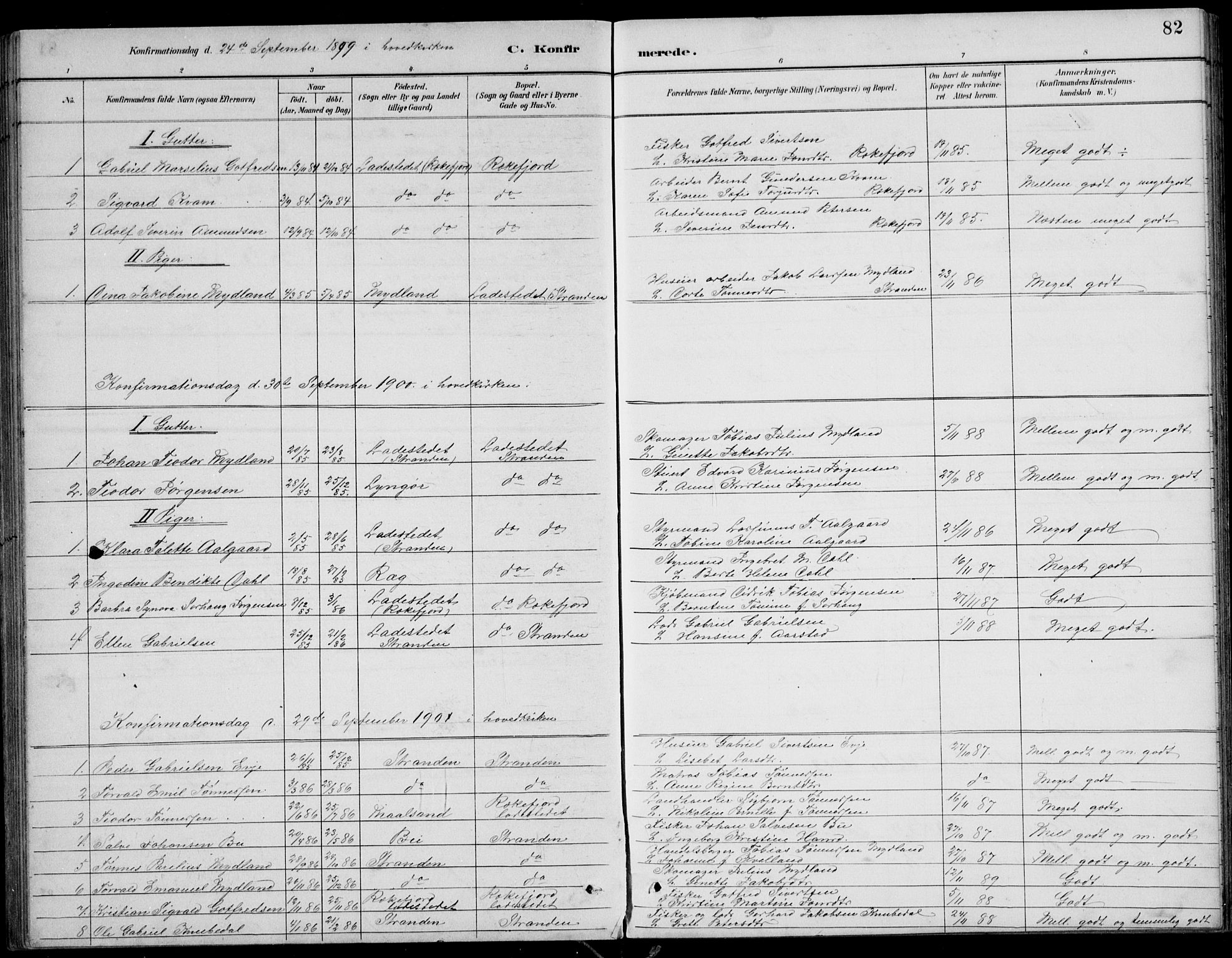 Sokndal sokneprestkontor, SAST/A-101808: Parish register (copy) no. B 5, 1887-1934, p. 82