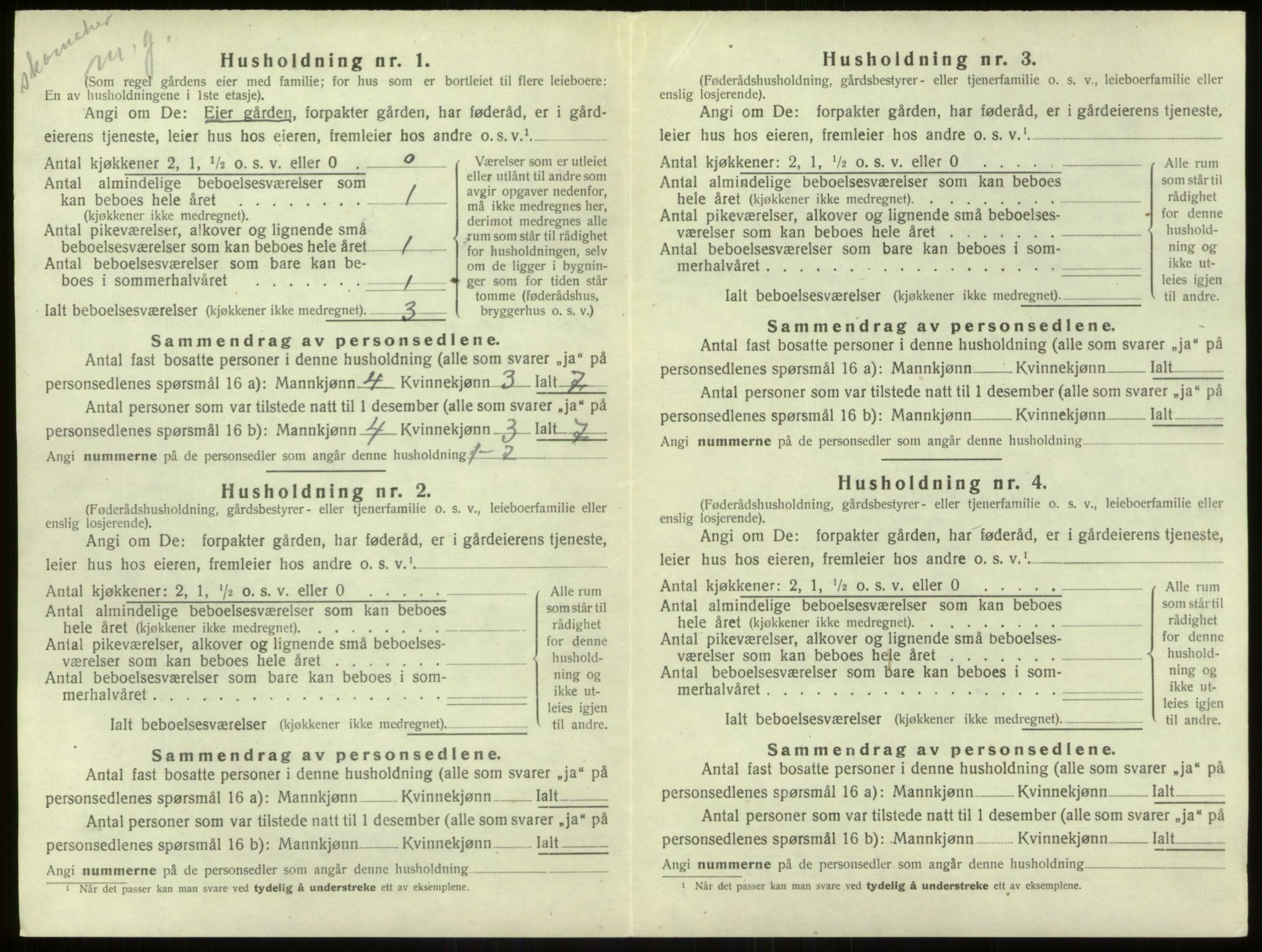 SAB, 1920 census for Aurland, 1920, p. 520