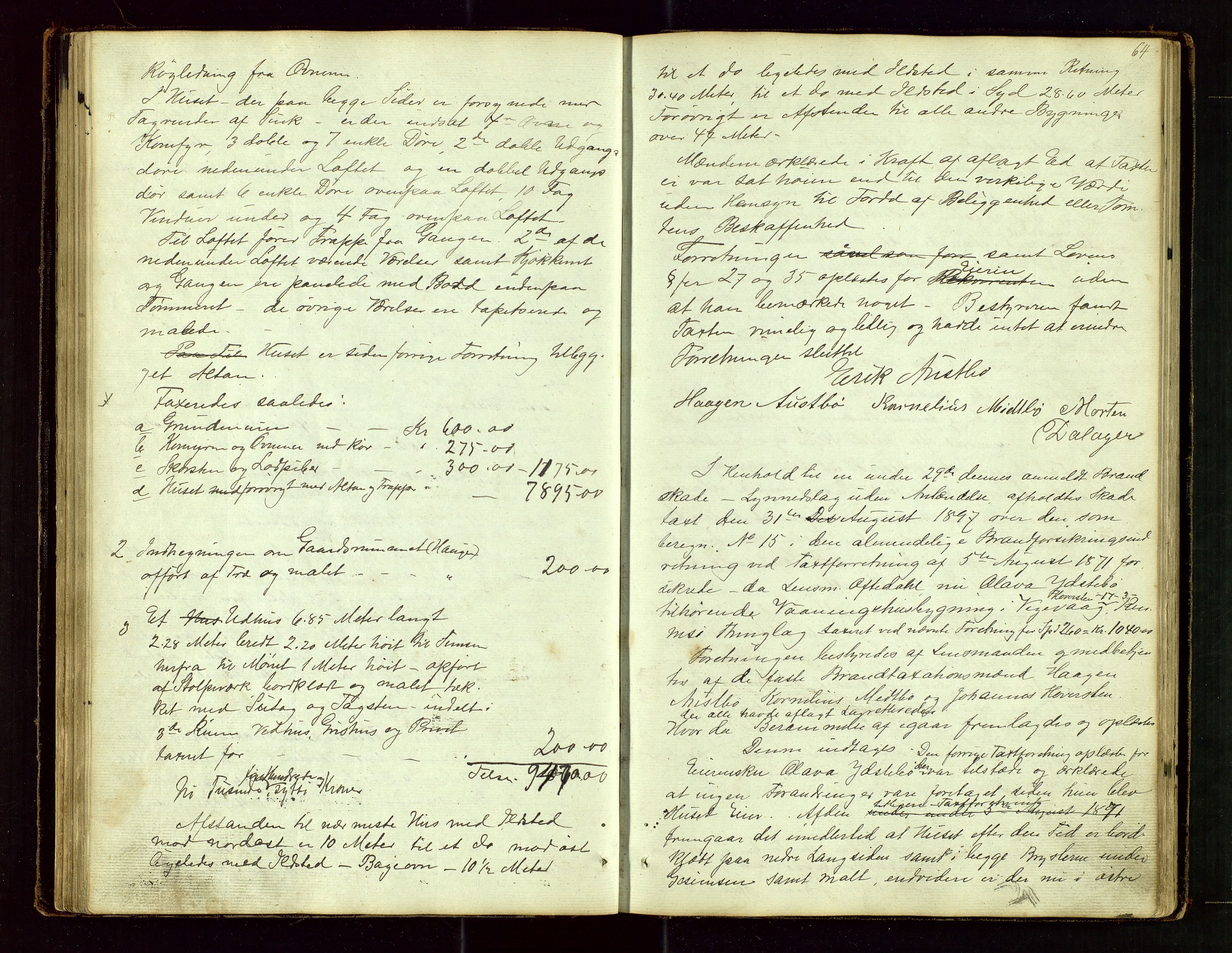 Rennesøy lensmannskontor, AV/SAST-A-100165/Goa/L0001: "Brandtaxations-Protocol for Rennesøe Thinglag", 1846-1923, p. 63b-64a