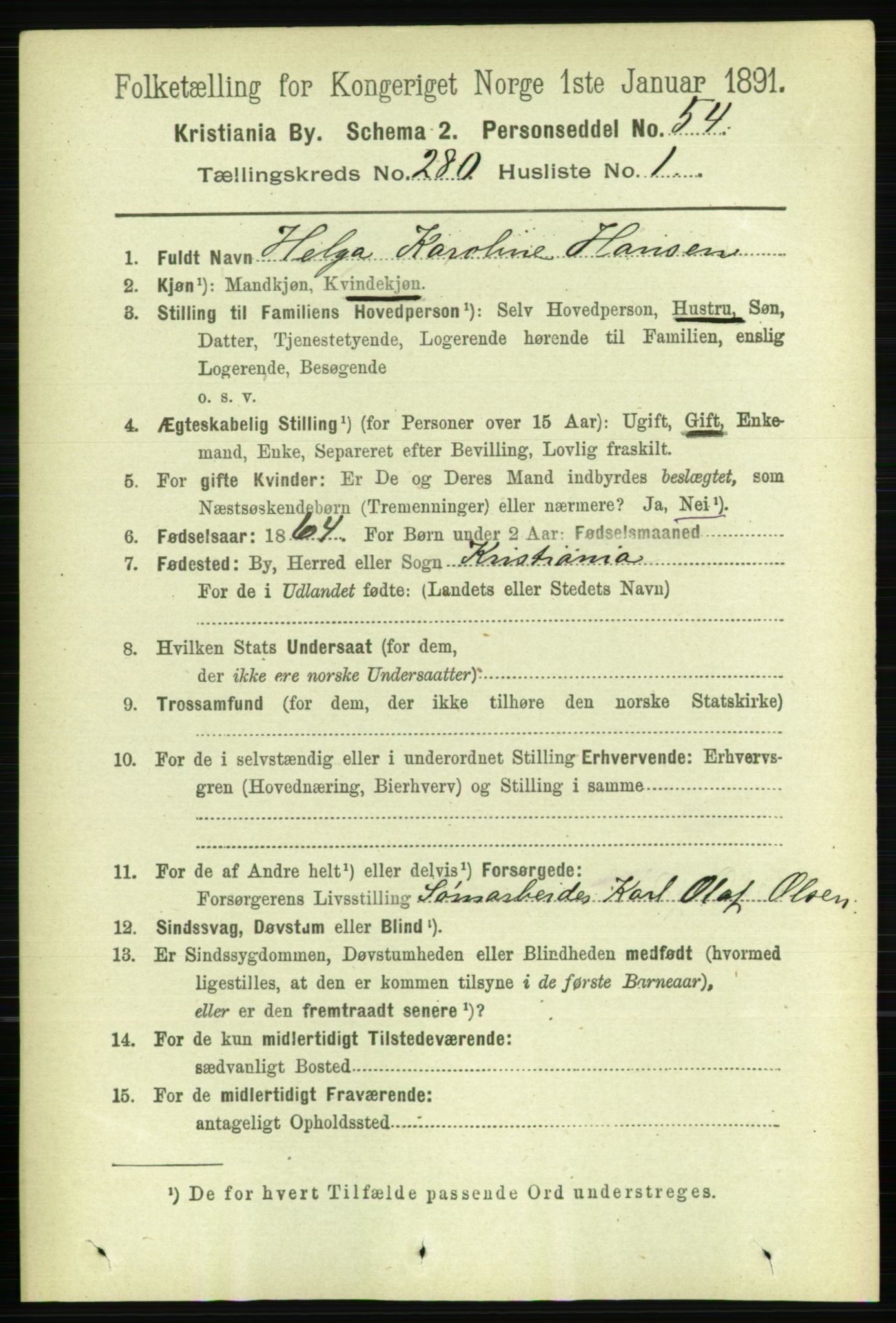 RA, 1891 census for 0301 Kristiania, 1891, p. 170075